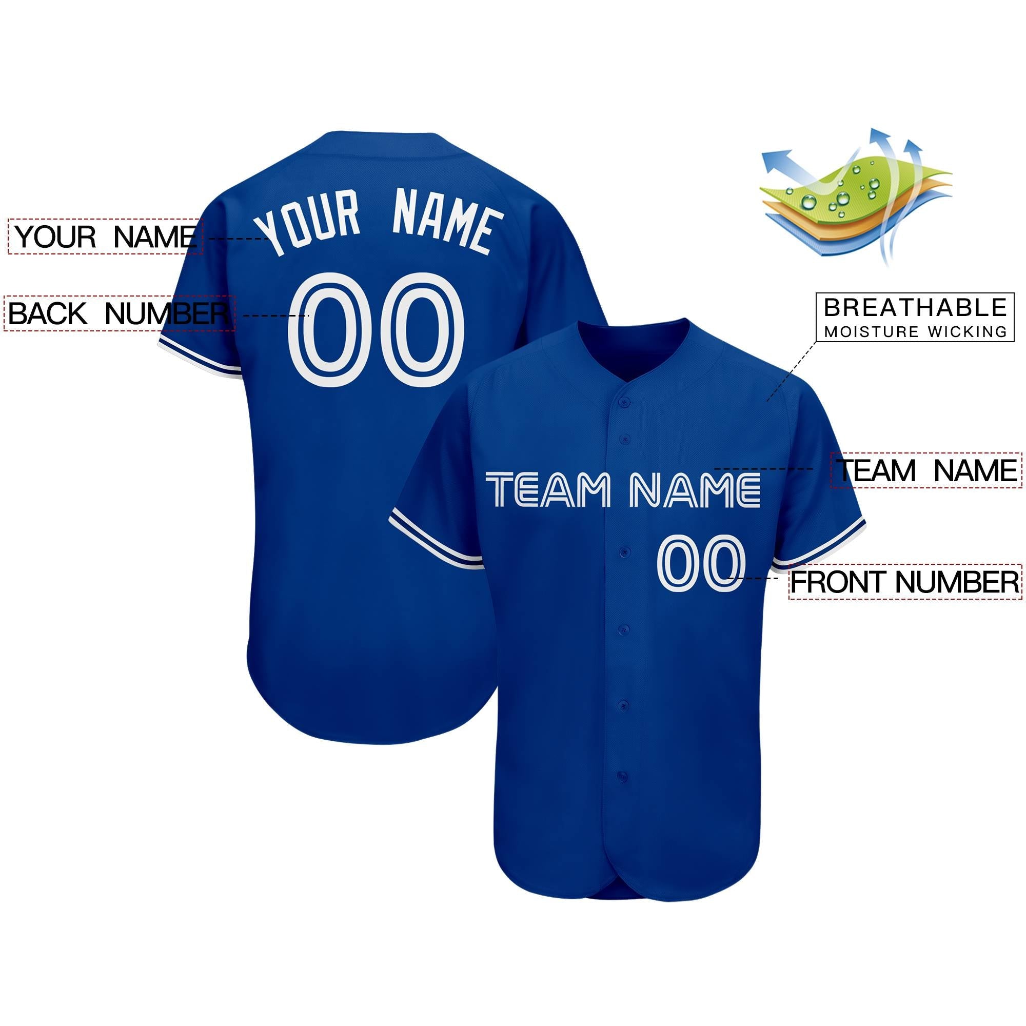 Custom Royal Team Classic Authentic Baseball Jersey