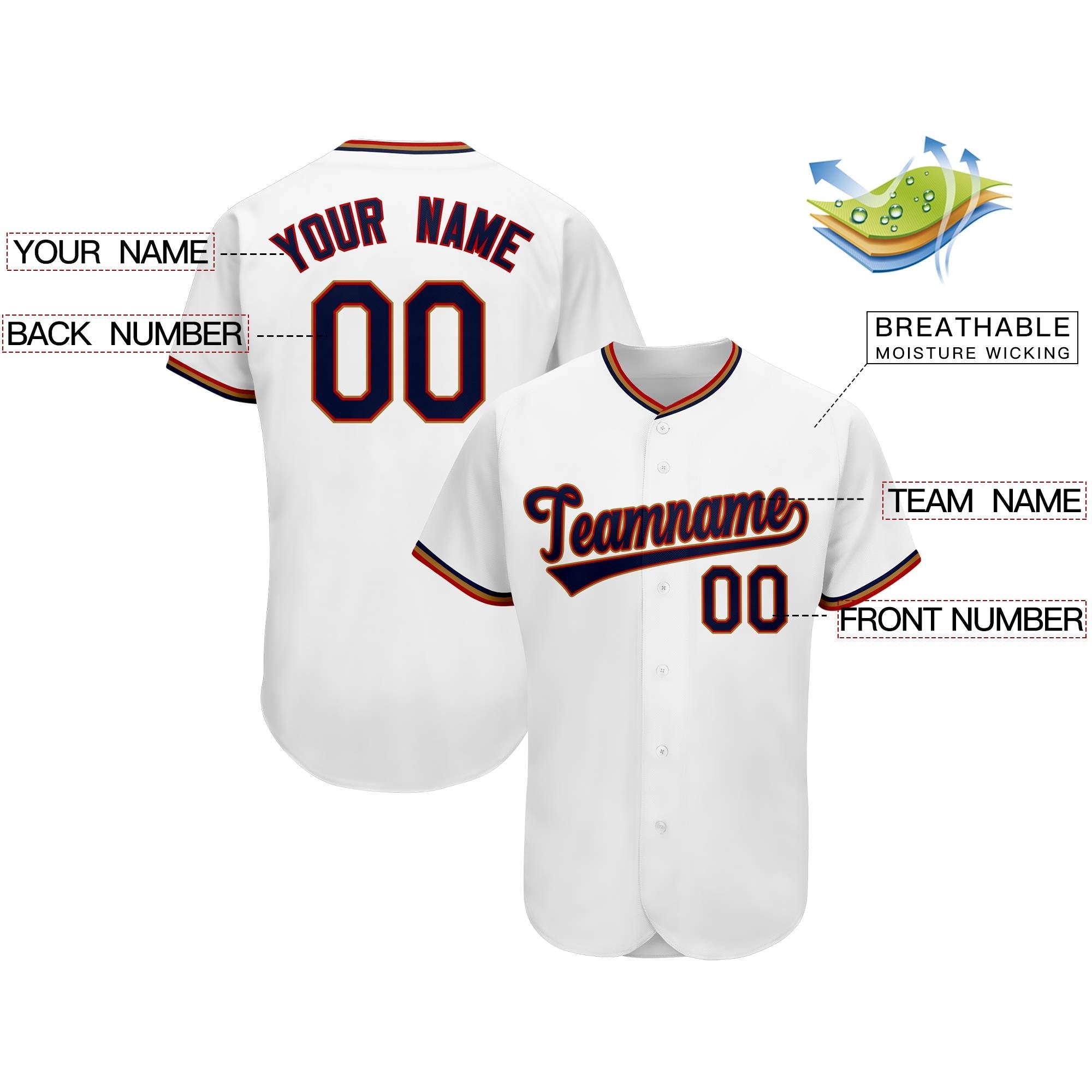 Custom White Team Classic Authentic Baseball Jersey