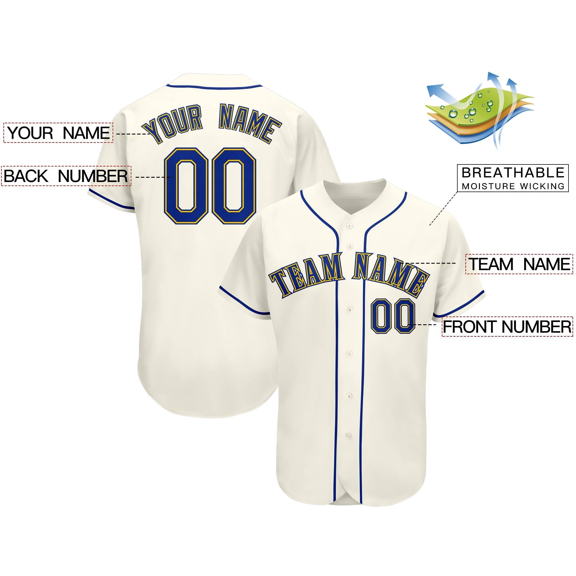Custom Cream Team Classic Authentic Baseball Jersey