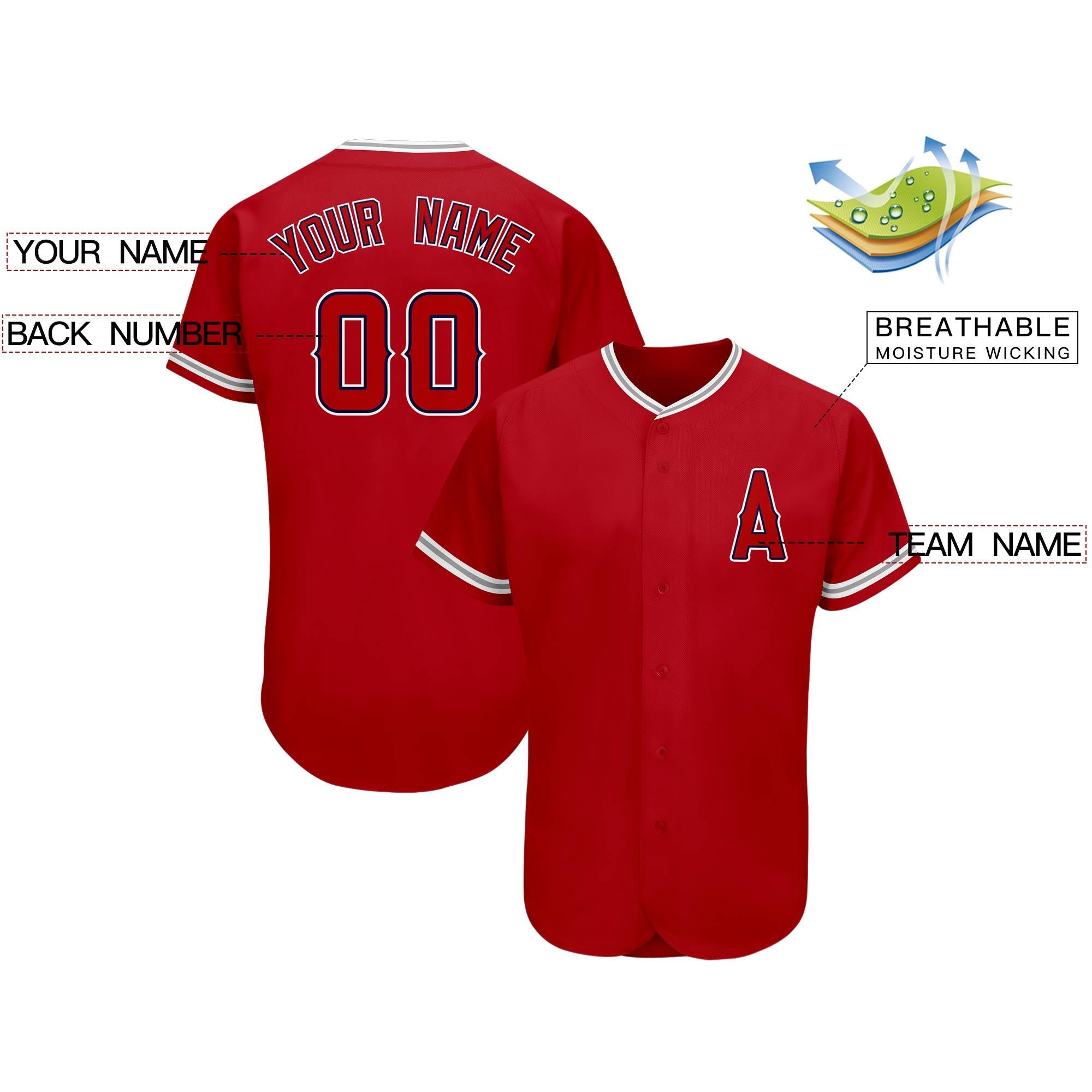 Custom Red Team Classic Authentic Baseball Jersey