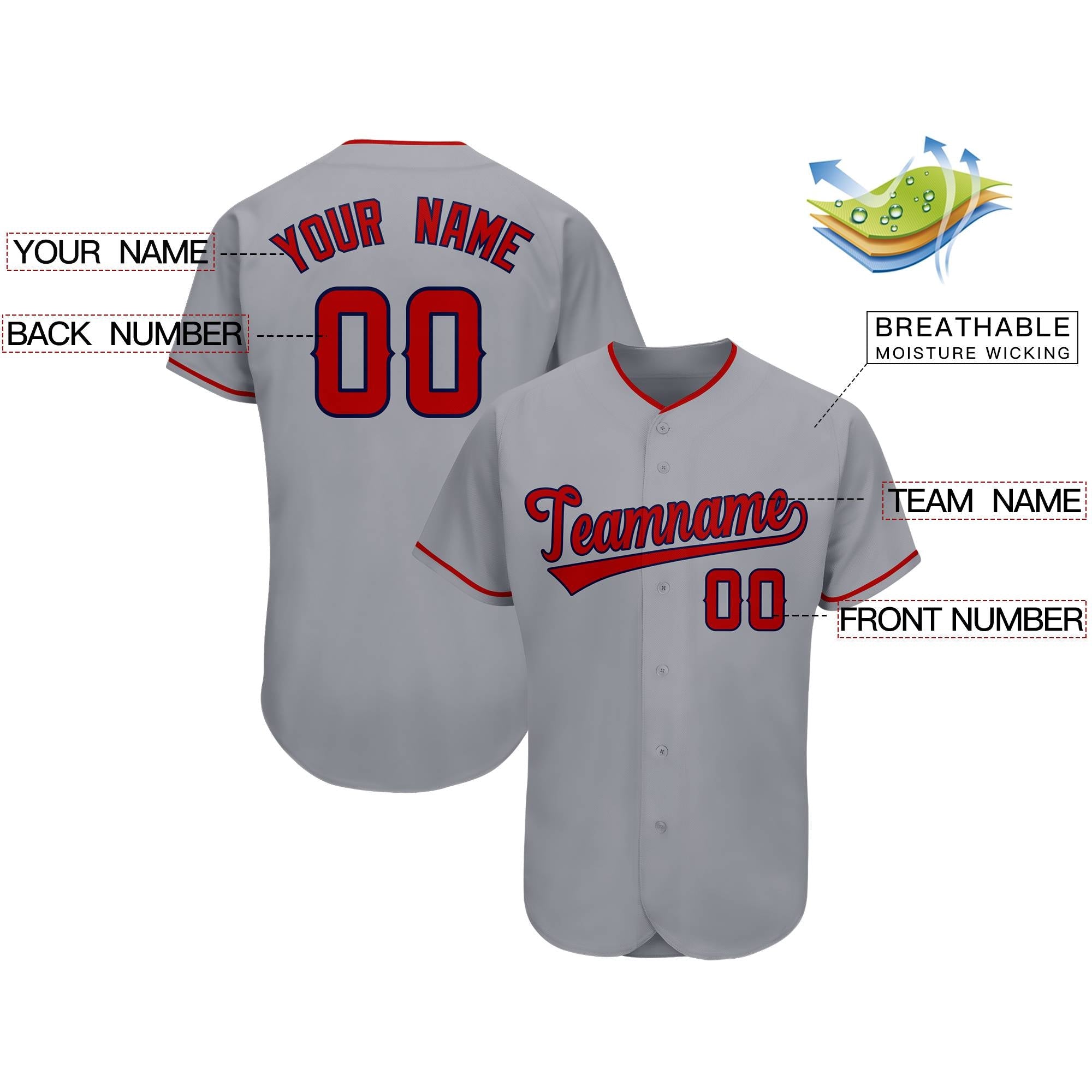 Custom Gray Team Classic Authentic Baseball Jersey