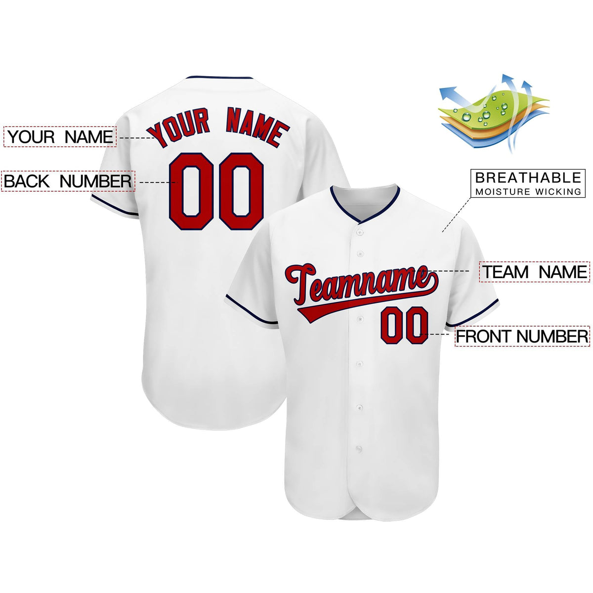 Custom White Team Classic Authentic Baseball Jersey
