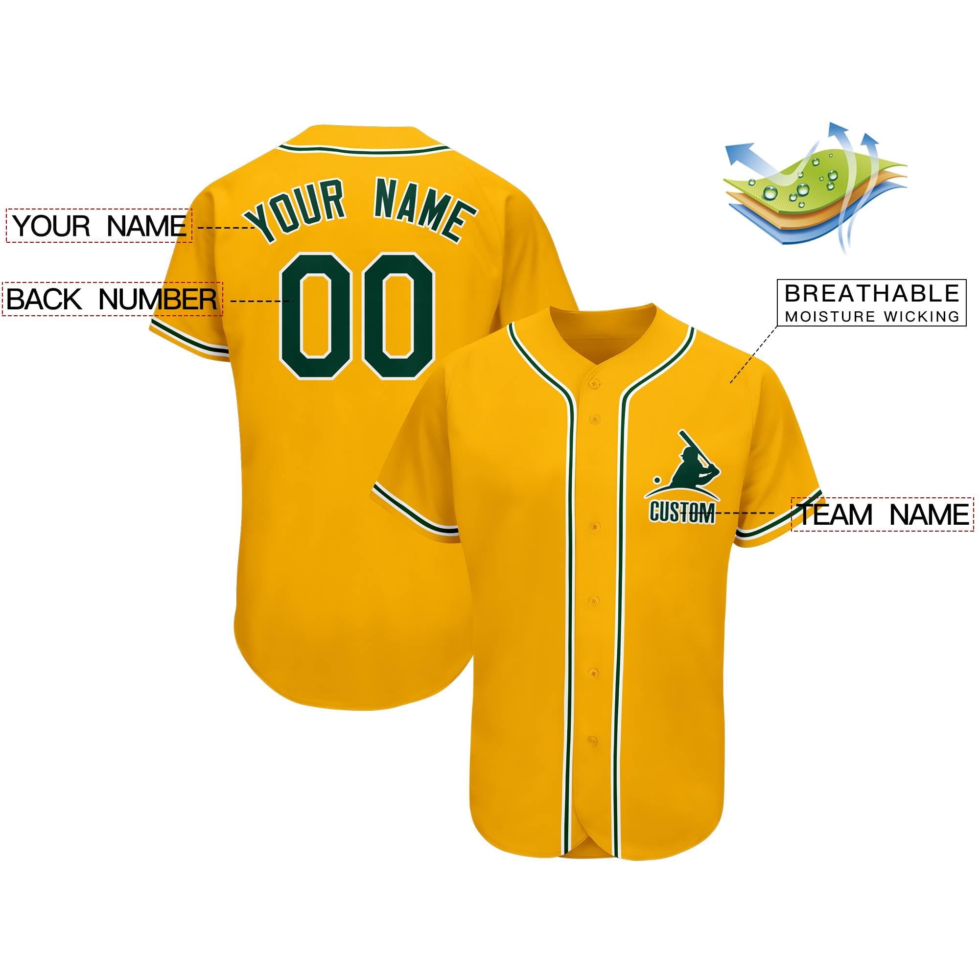 Custom Gold Team Classic Authentic Baseball Jersey