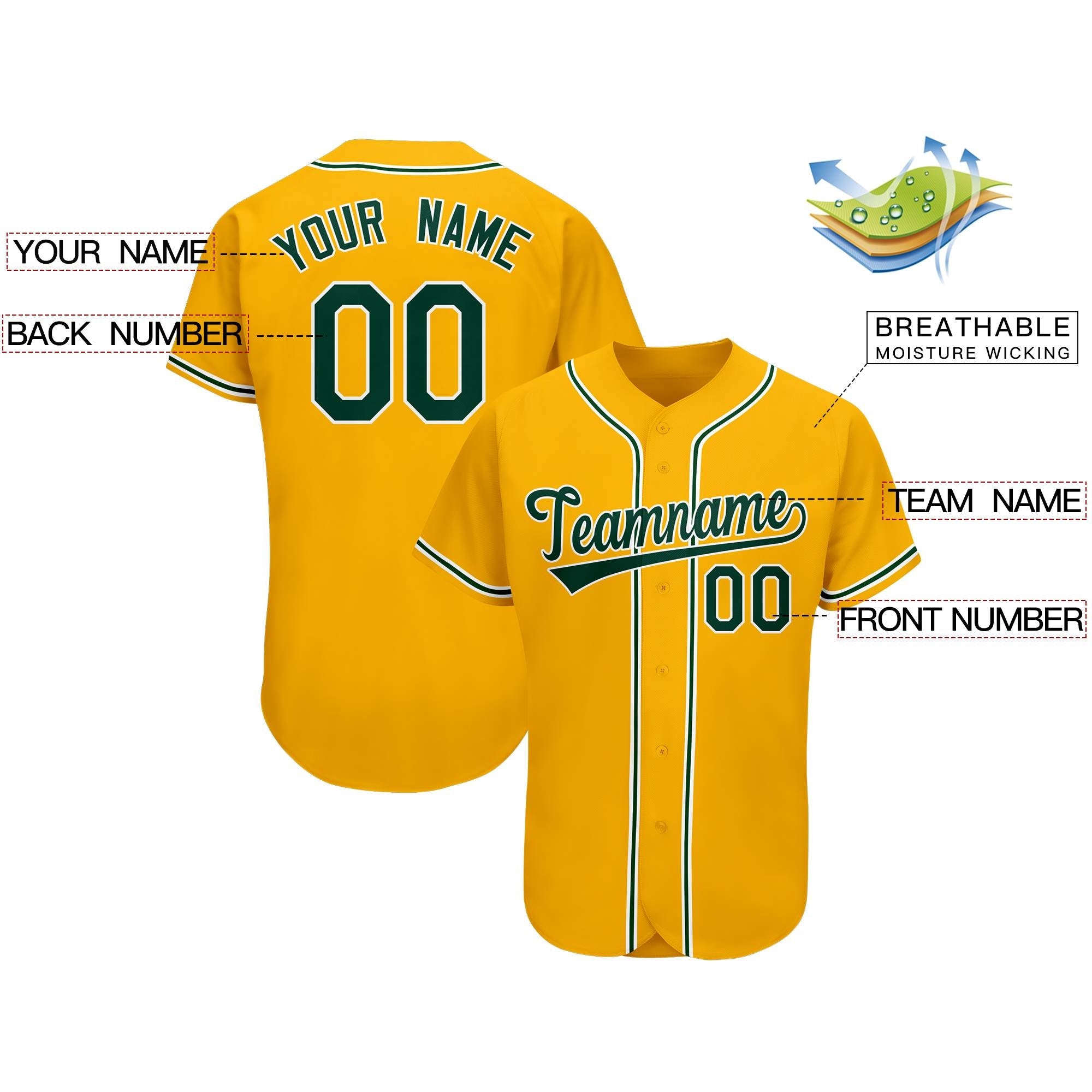 Custom Gold Team Classic Authentic Baseball Jersey
