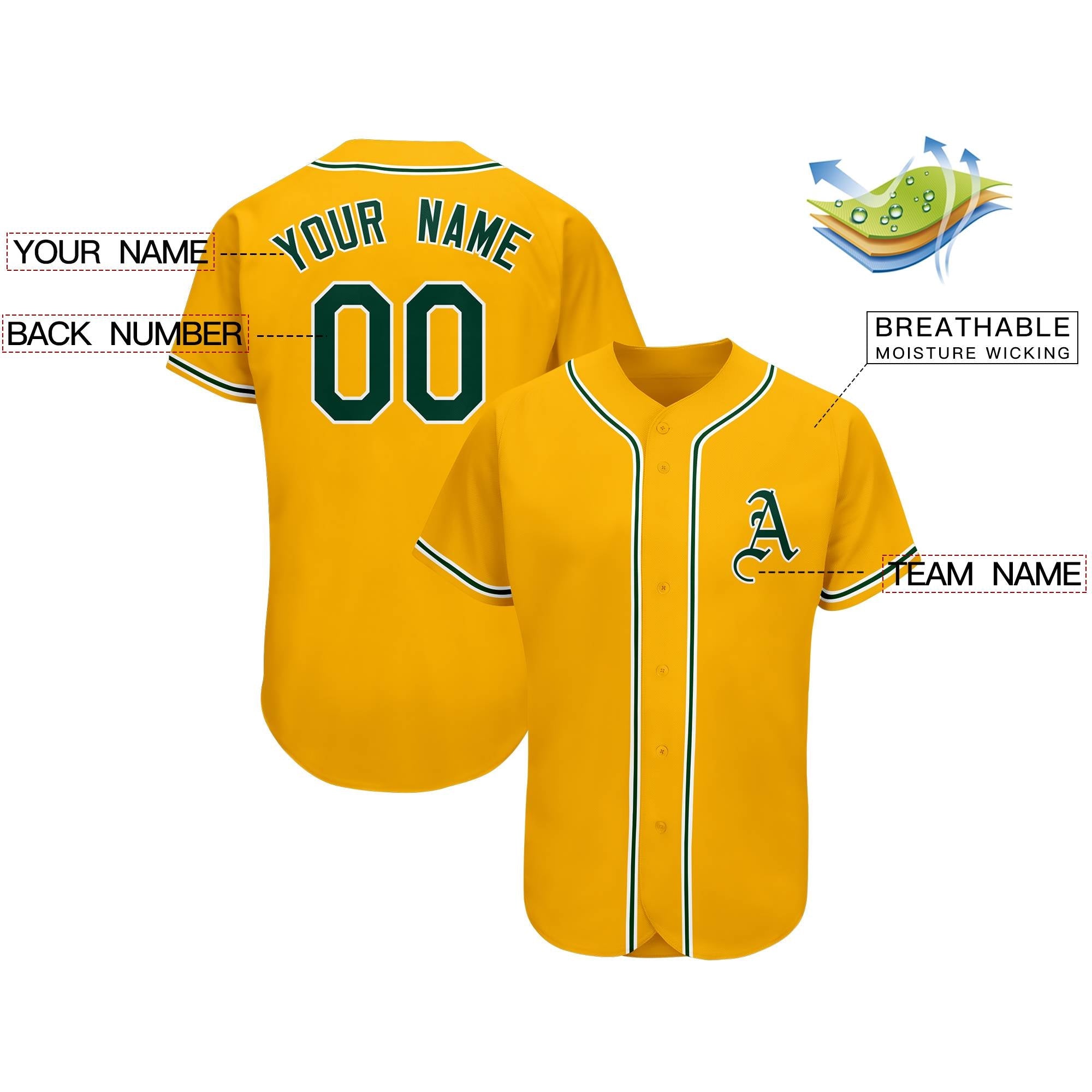 Custom Gold Team Classic Authentic Baseball Jersey