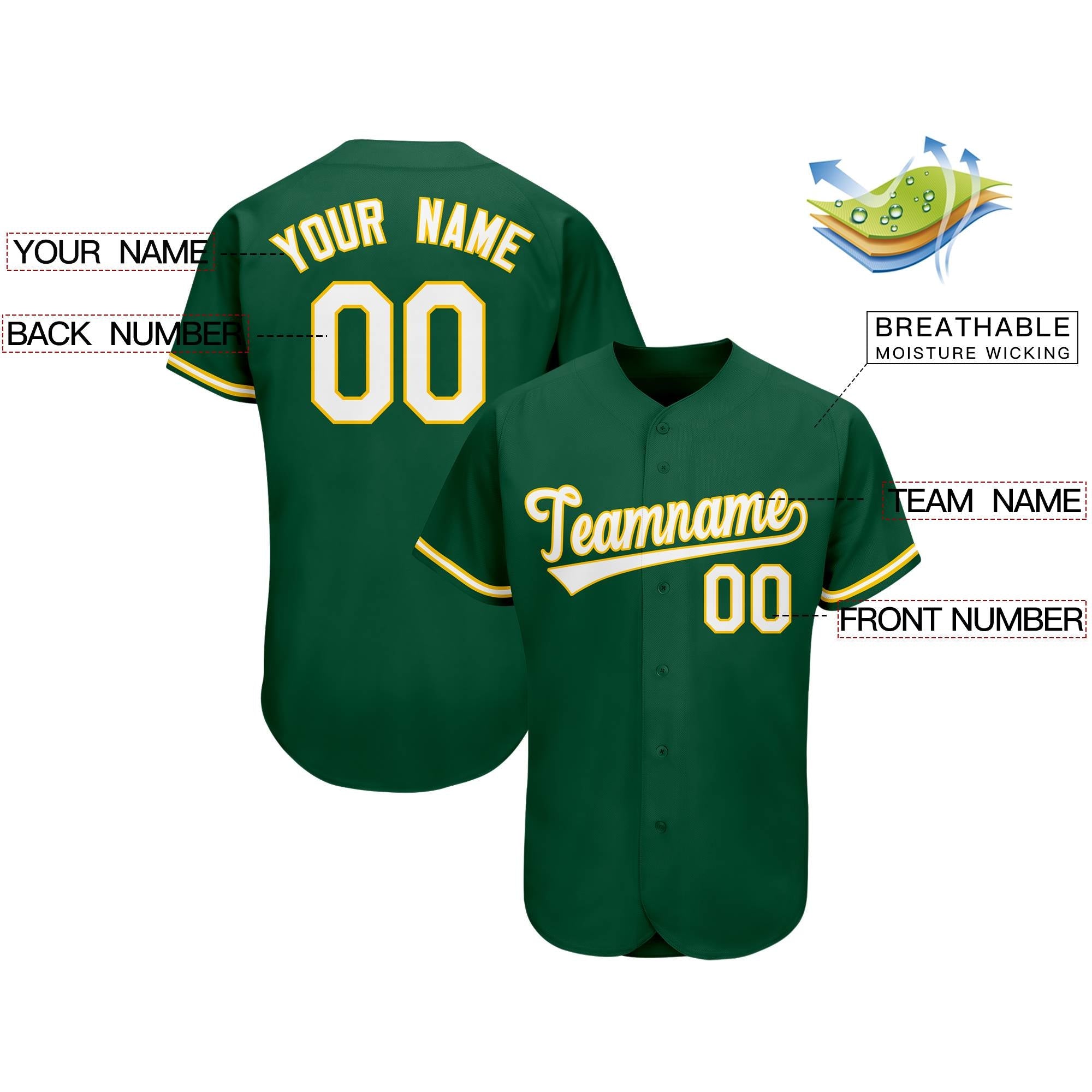 Custom Kelly Green Team Classic Authentic Baseball Jersey