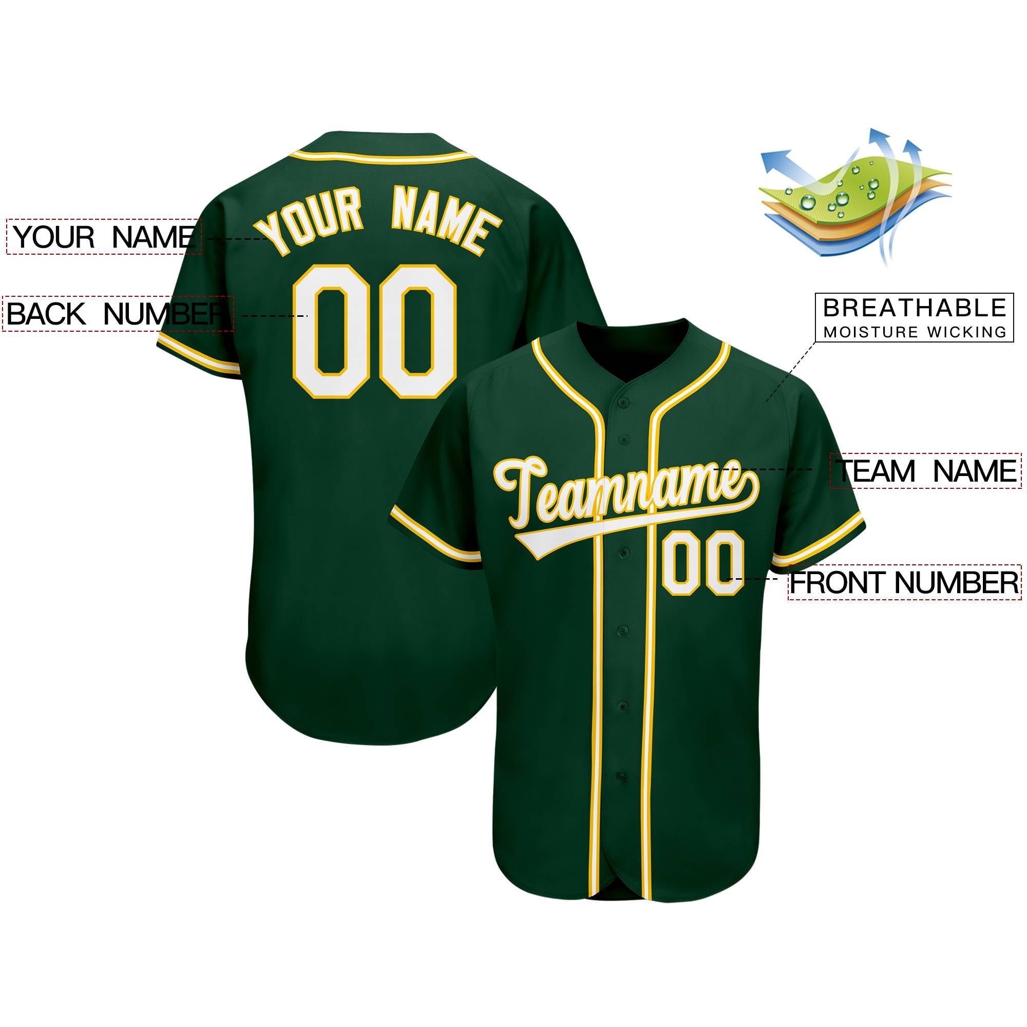 Custom Green Team Classic Authentic Baseball Jersey