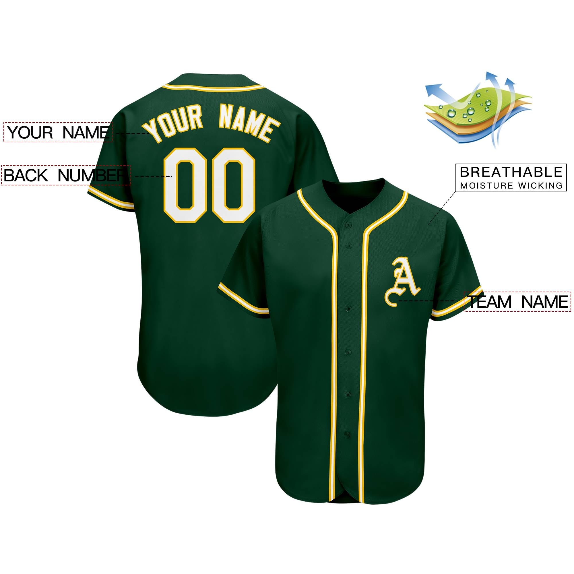 Custom Green Team Classic Authentic Baseball Jersey