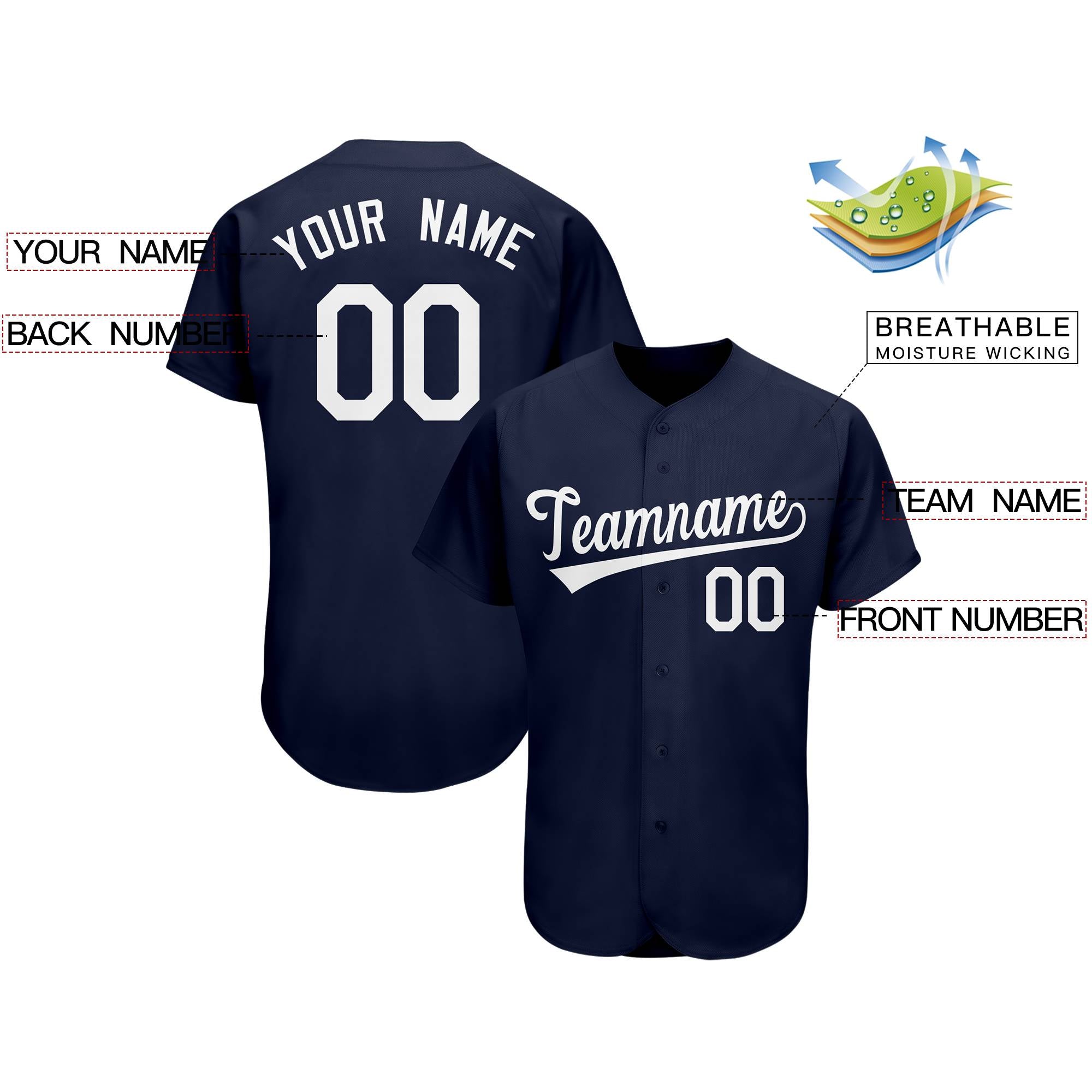 Custom Navy Team Classic Authentic Baseball Jersey