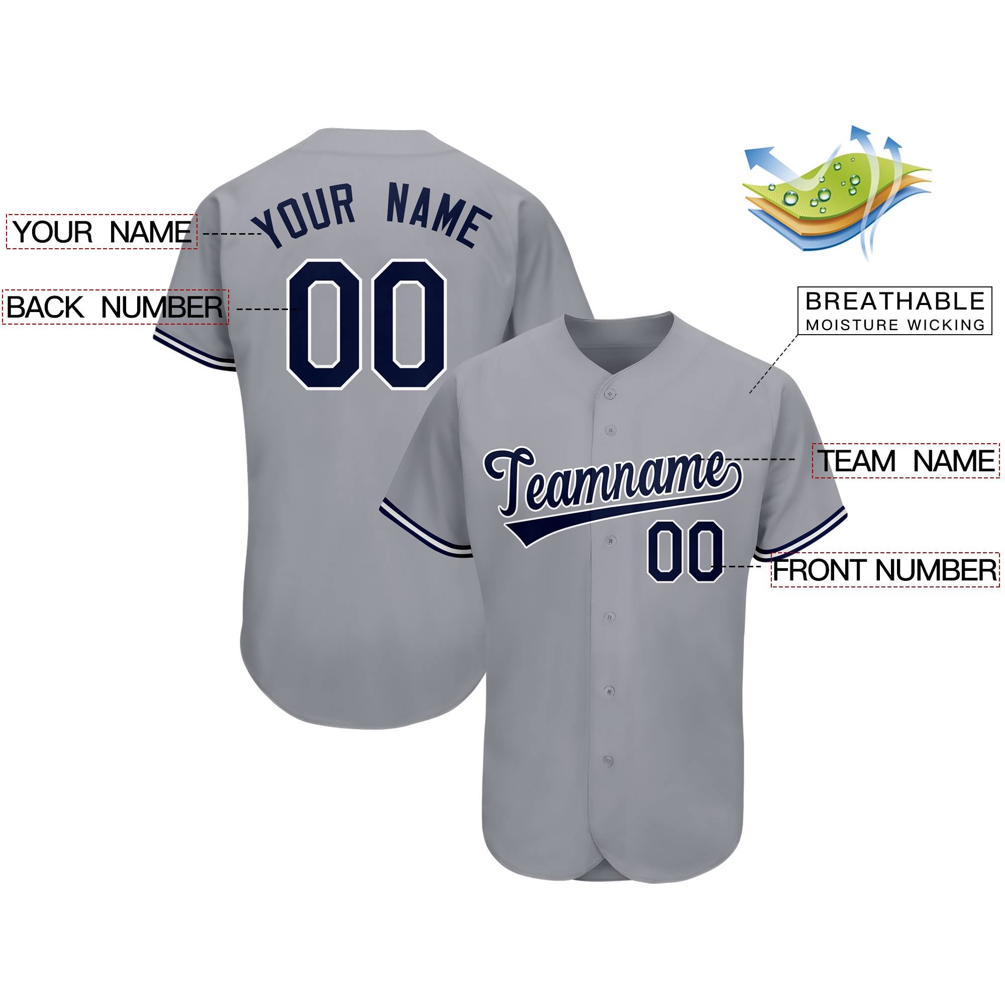 Custom Gray Team Classic Authentic Baseball Jersey