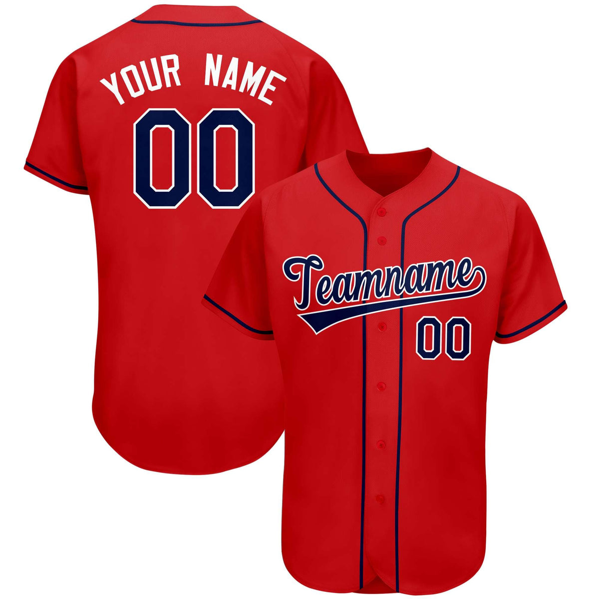 Custom Red Team Classic Style Authentic Baseball Jersey