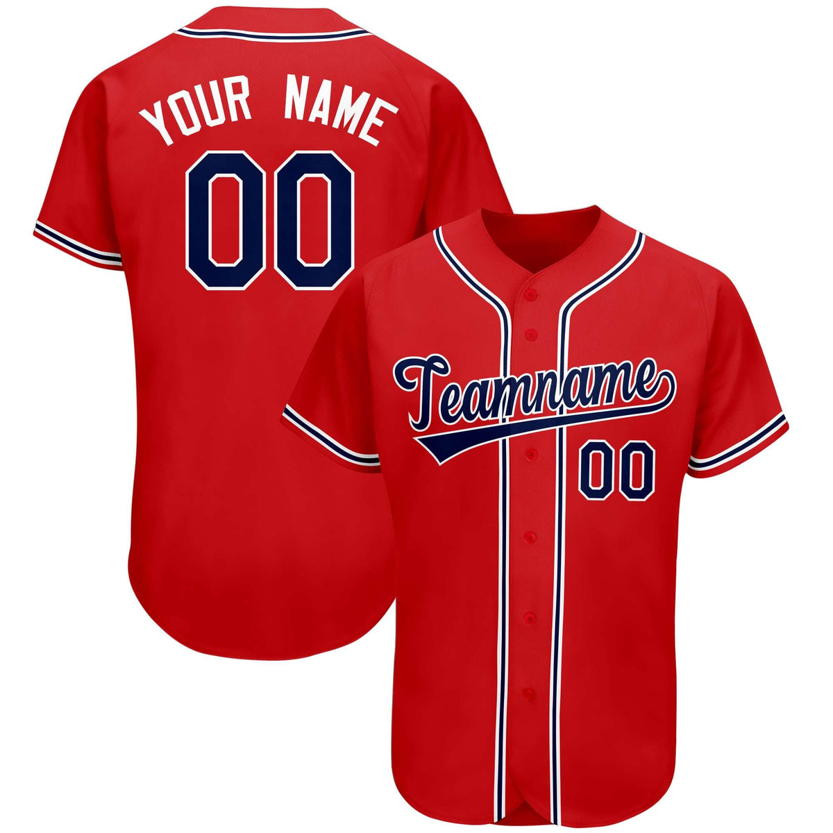 Custom Red Team Classic Style Authentic Baseball Jersey