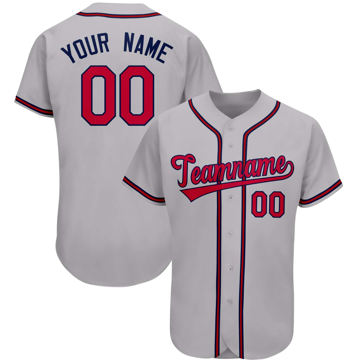 Custom Gray Team Classic Style Authentic Baseball Jersey