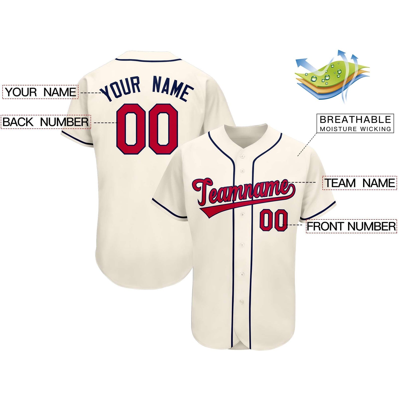 Custom Cream Team Classic Style Authentic Baseball Jersey