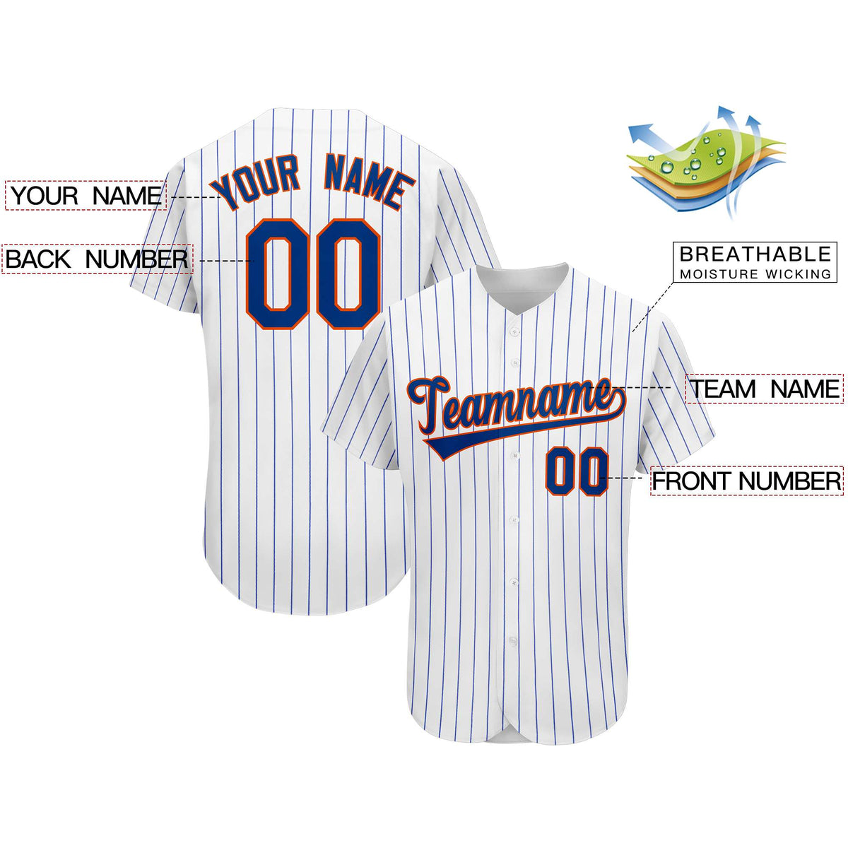 Custom Royal Team Classic Style Authentic Baseball Jersey