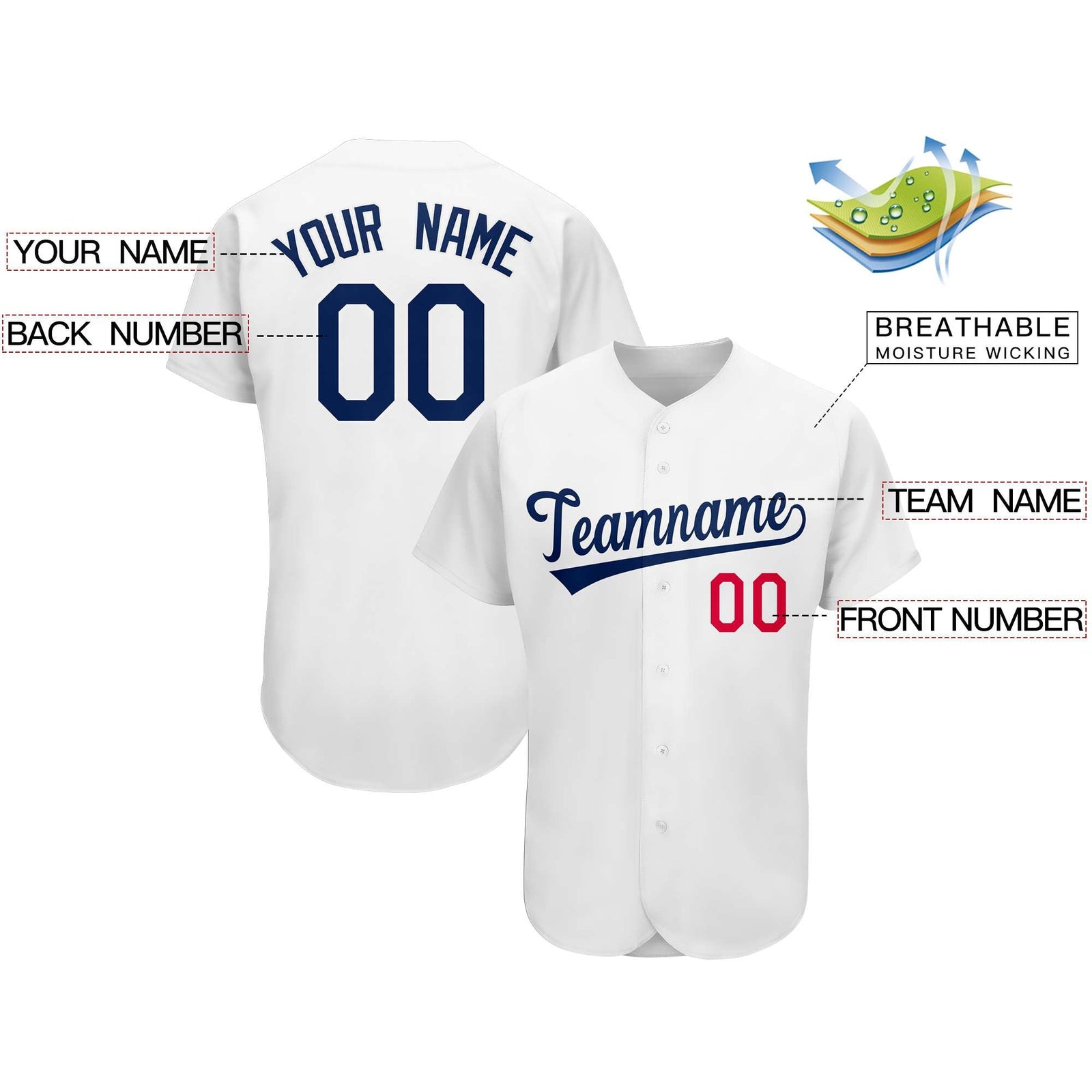 Custom White Team Classic Style Authentic Baseball Jersey