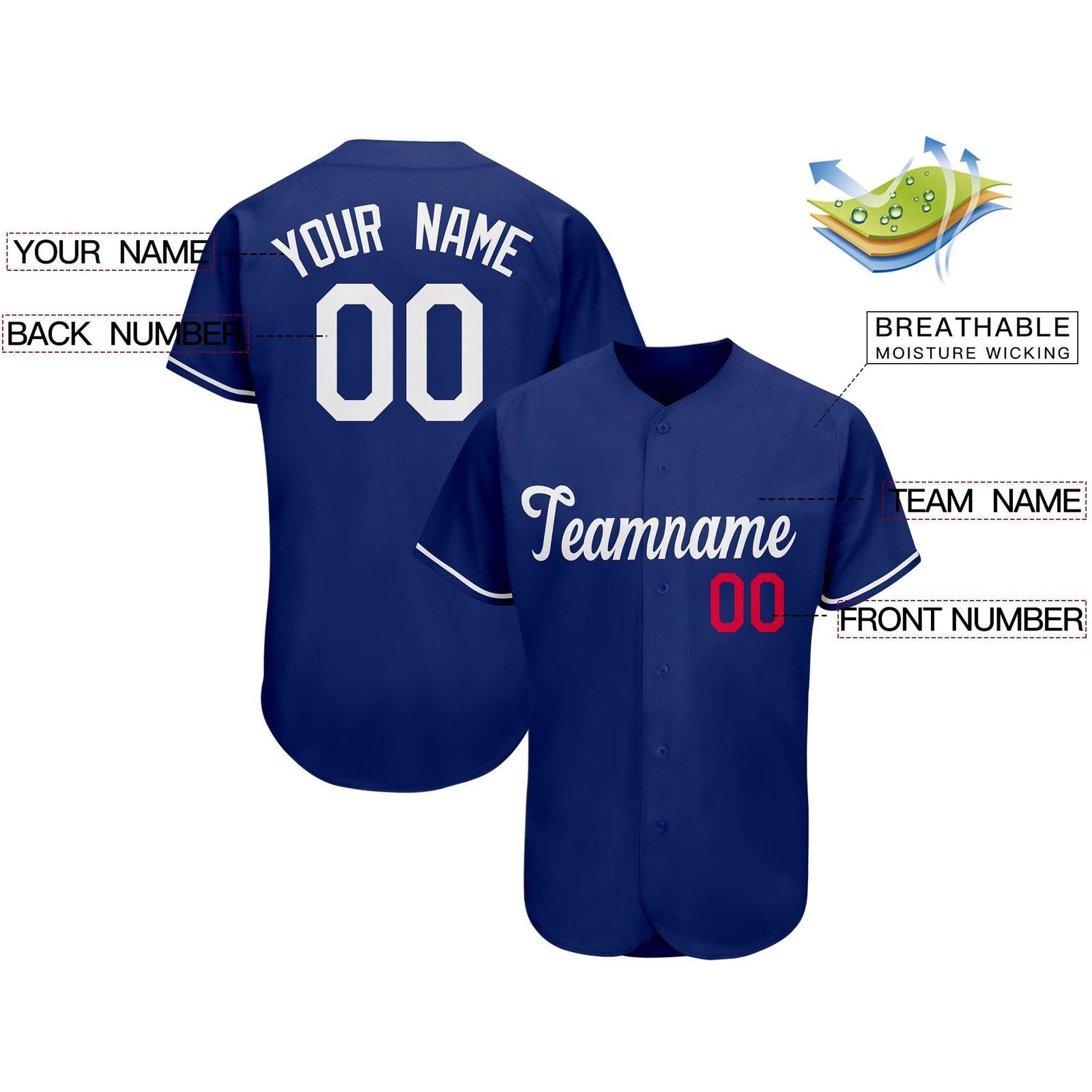 Custom Royal Team Classic Style Authentic Baseball Jersey