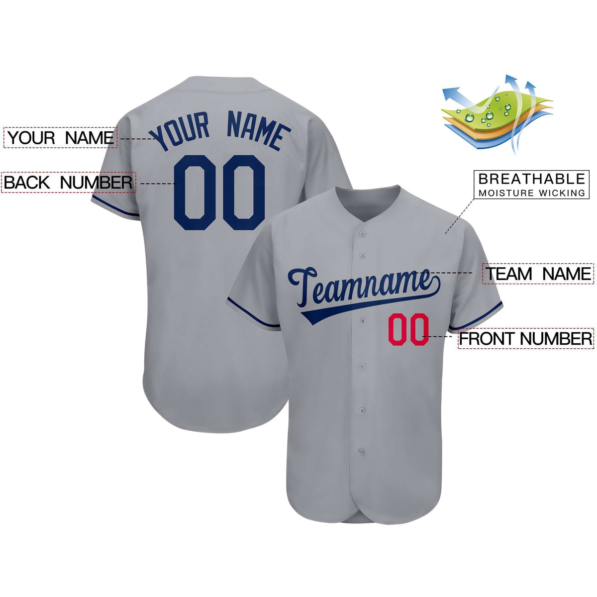 Custom Gray Team Classic Style Authentic Baseball Jersey
