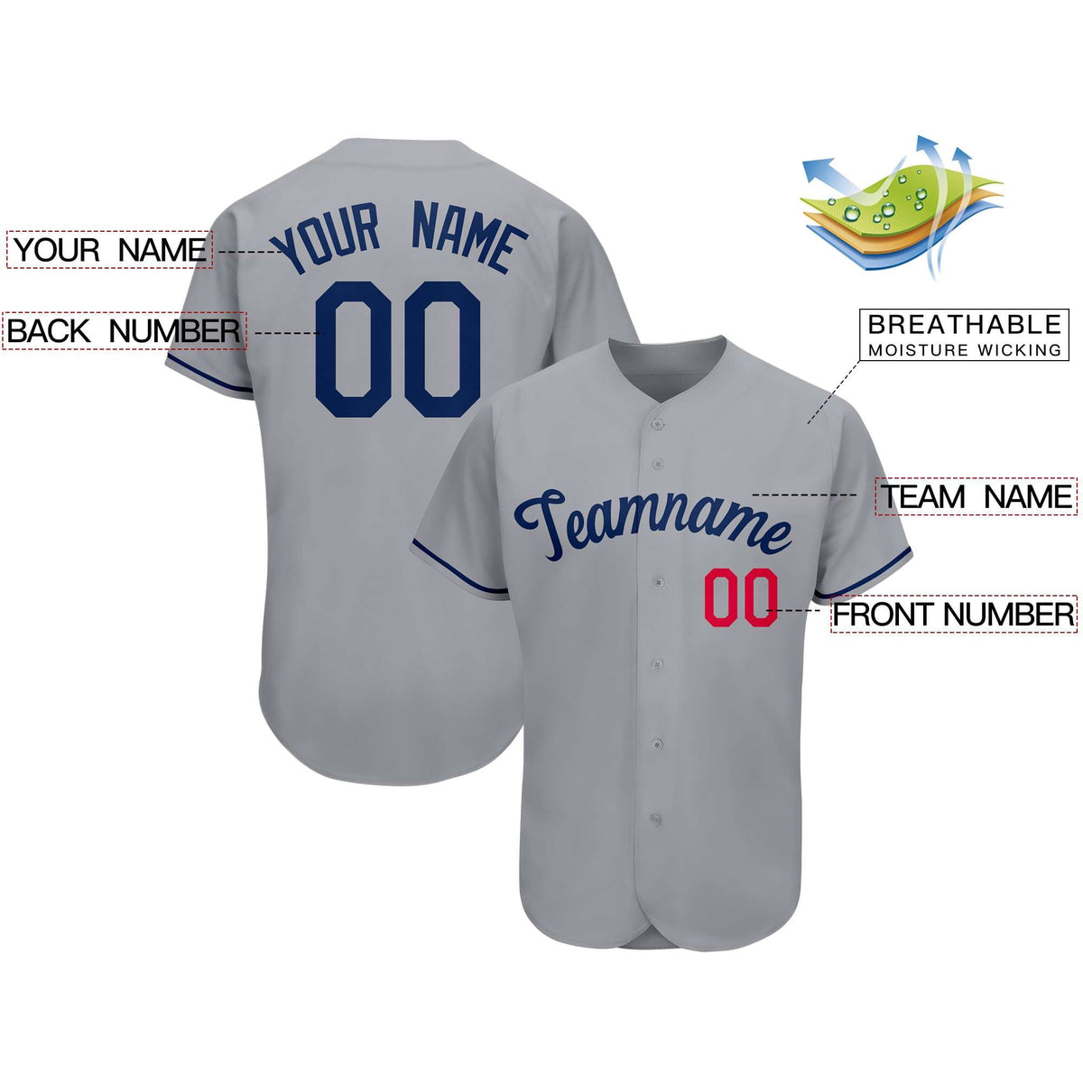Custom Gray Team Classic Style Authentic Baseball Jersey