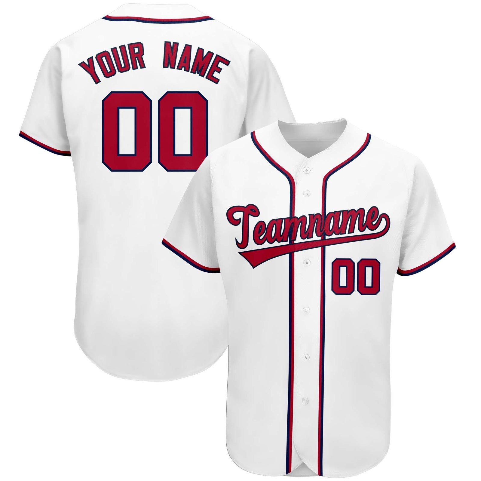 Custom White Team Classic Style Authentic Baseball Jersey