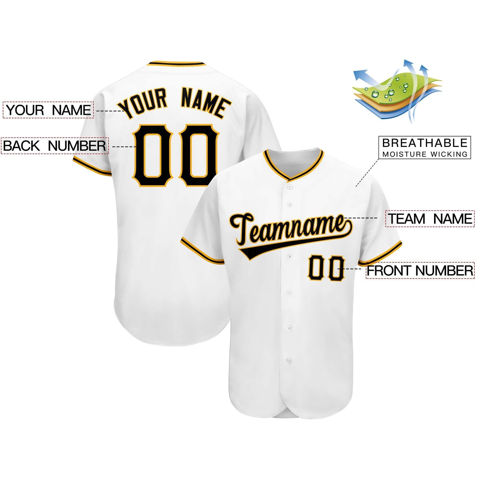 Custom White Team Classic Style Authentic Baseball Jersey