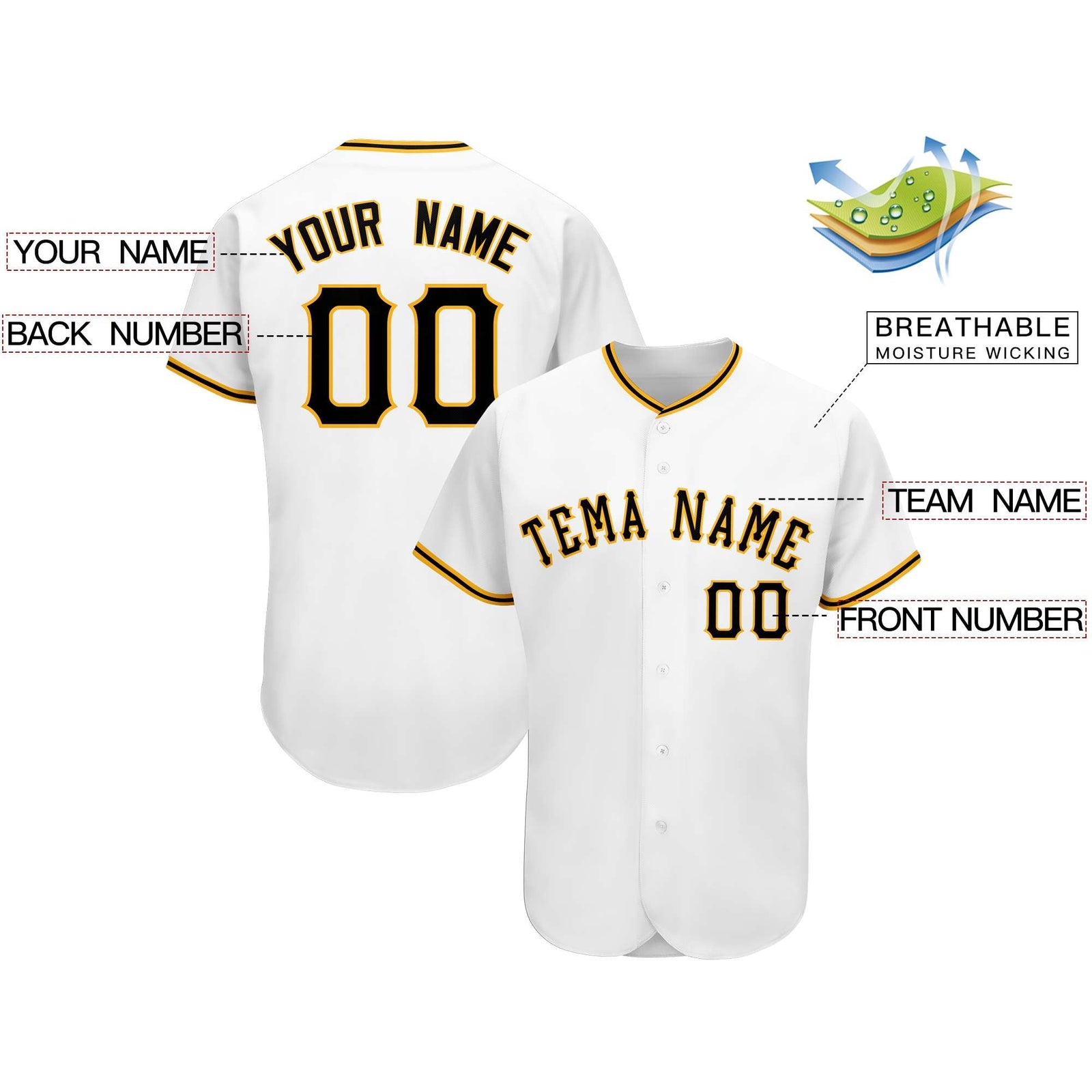 Custom White Team Classic Style Authentic Baseball Jersey