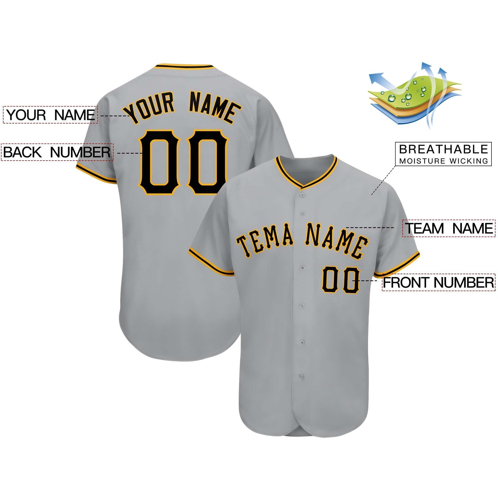 Custom Gray Team Classic Style Authentic Baseball Jersey