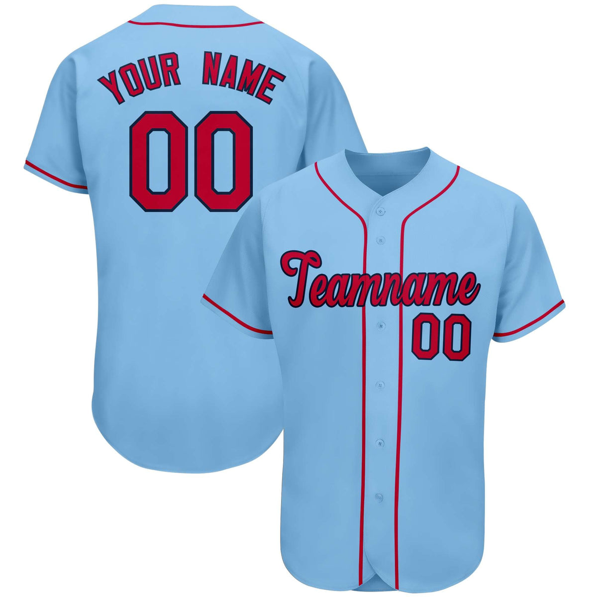 Custom Light Blue Team Classic Style Authentic Baseball Jersey