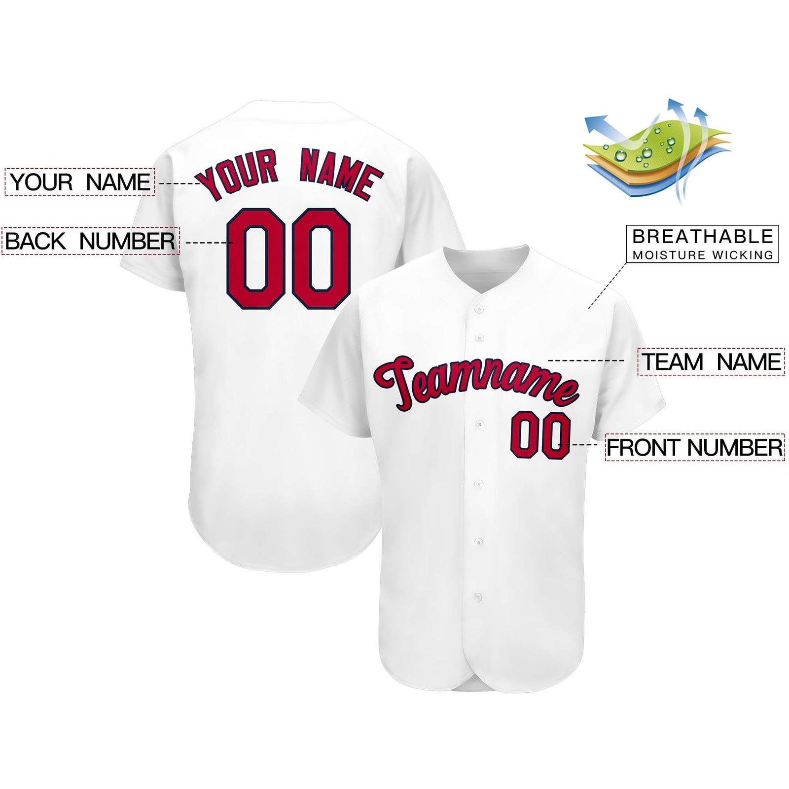 Custom White Team Classic Style Authentic Baseball Jersey