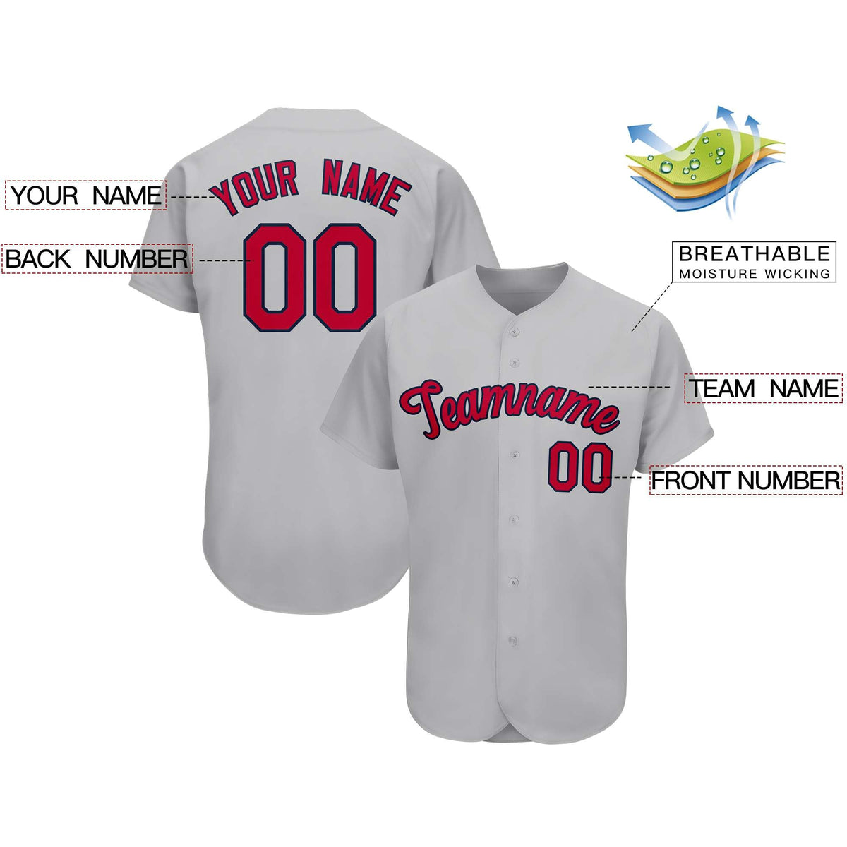 Custom Gray Team Classic Style Authentic Baseball Jersey