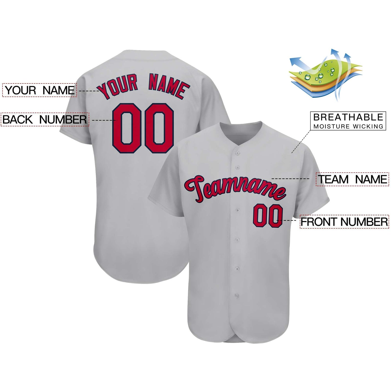 Custom Gray Team Classic Style Authentic Baseball Jersey