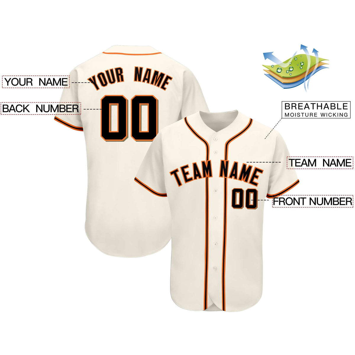 Custom Cream Team Classic Style Authentic Baseball Jersey