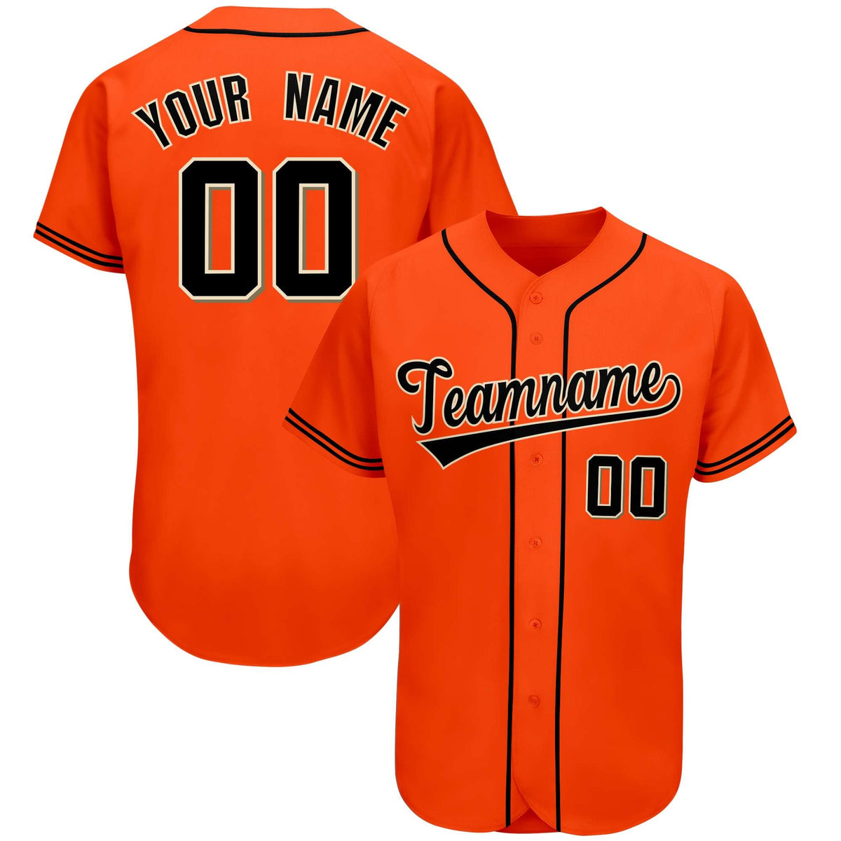 Custom Orange Team Classic Style Authentic Baseball Jersey