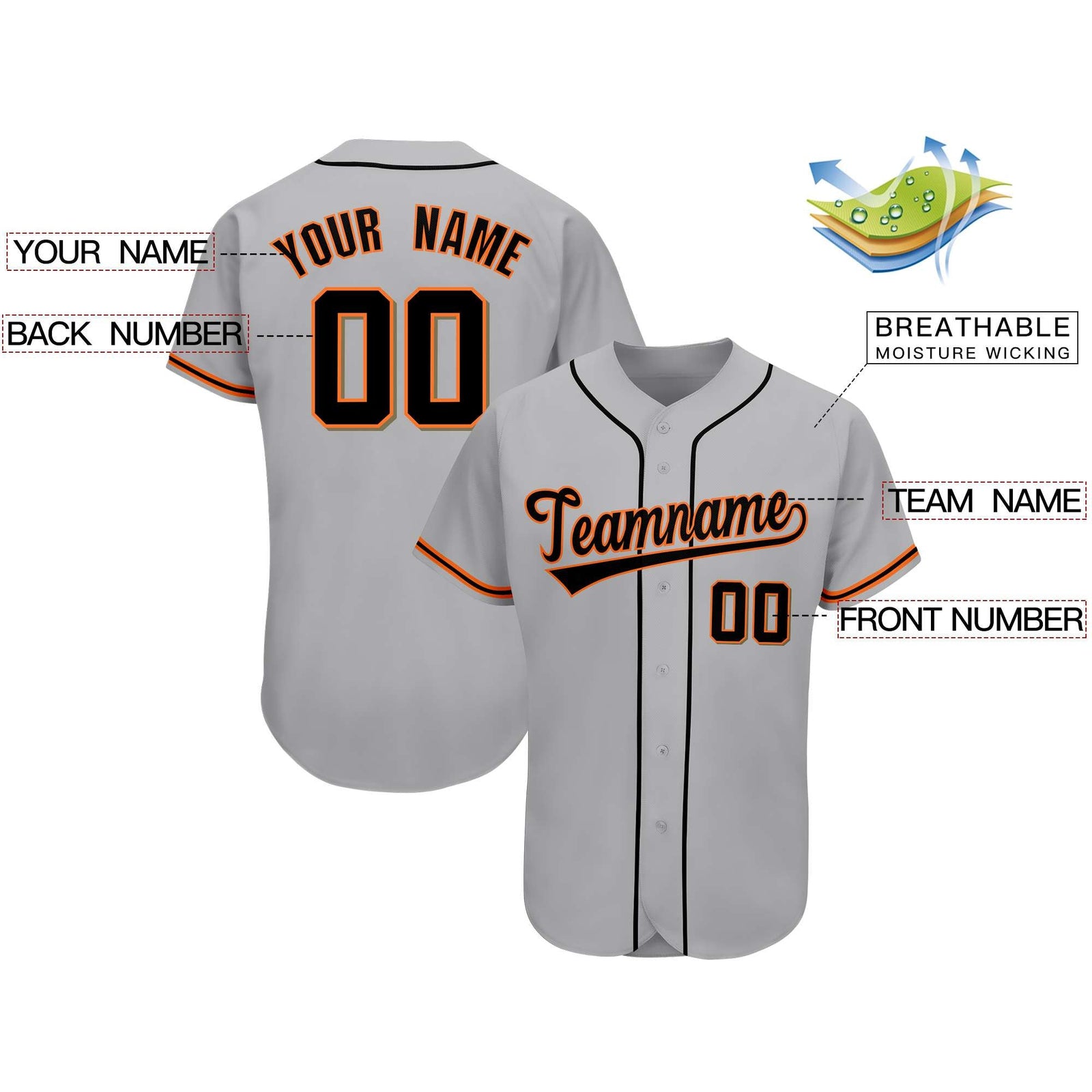 Custom Gray Team Classic Style Authentic Baseball Jersey
