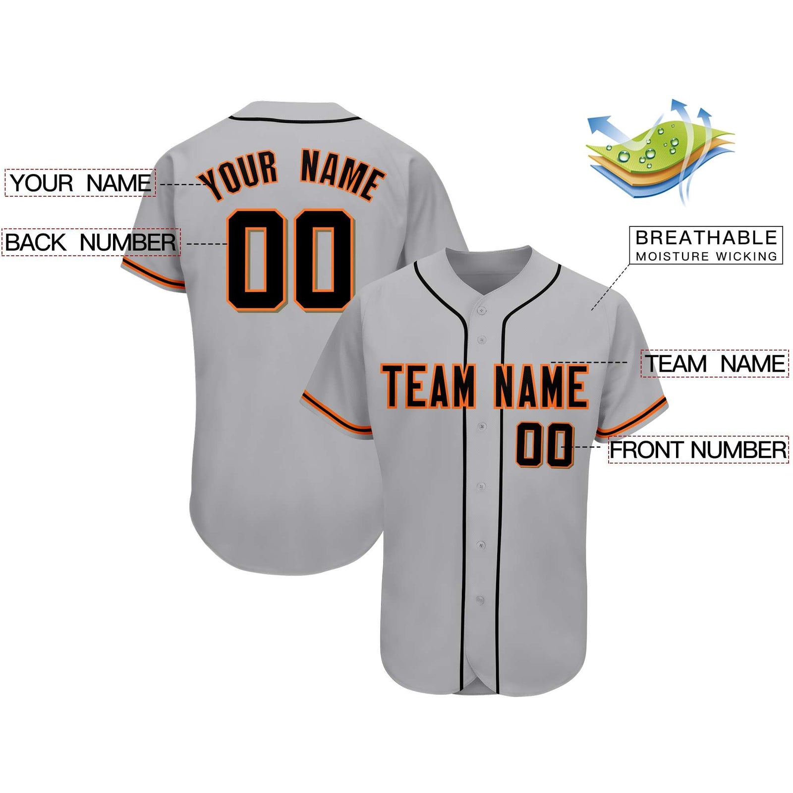 Custom Gray Team Classic Style Authentic Baseball Jersey