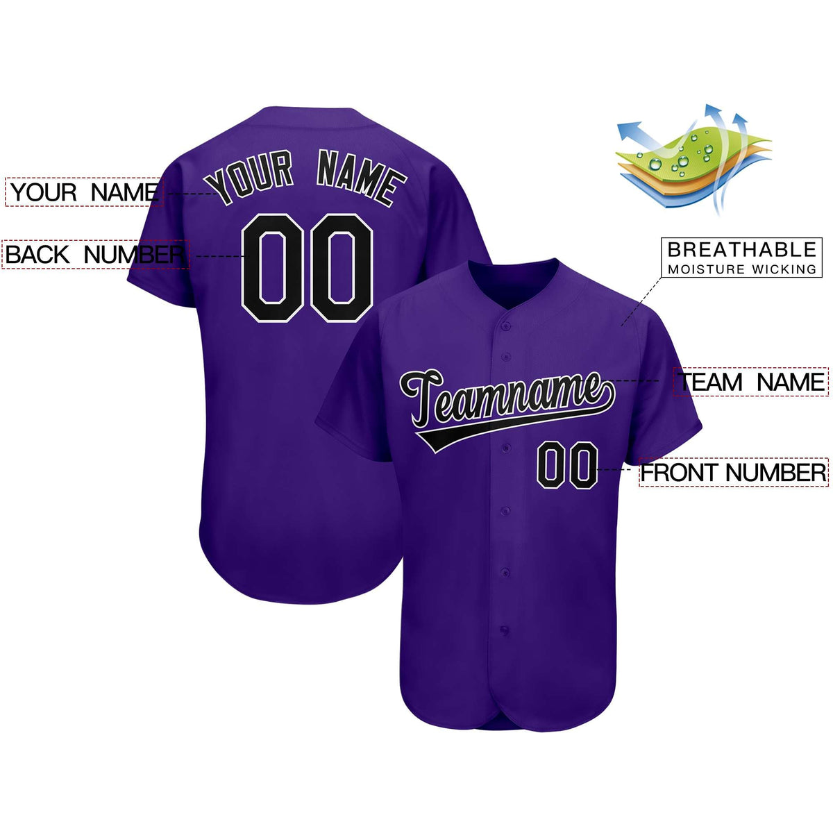 Custom Purple Team Classic Style Authentic Baseball Jersey