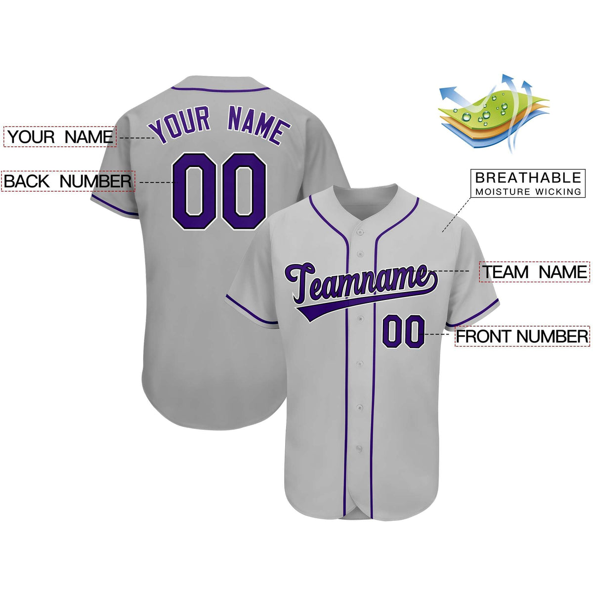 Custom Gray Team Classic Style Authentic Baseball Jersey