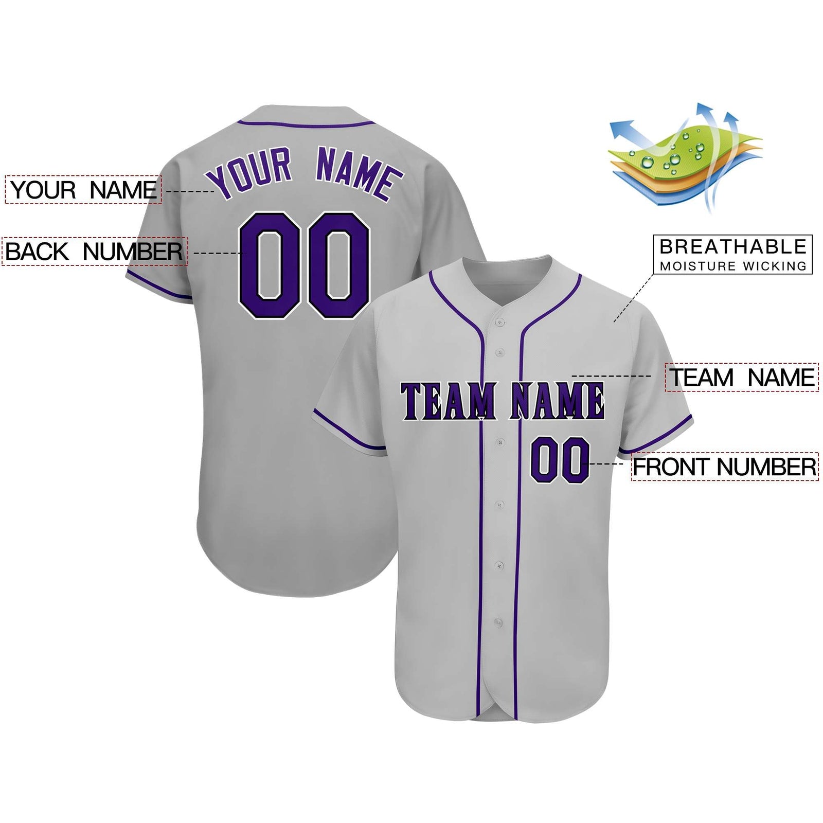 Custom Gray Team Classic Style Authentic Baseball Jersey