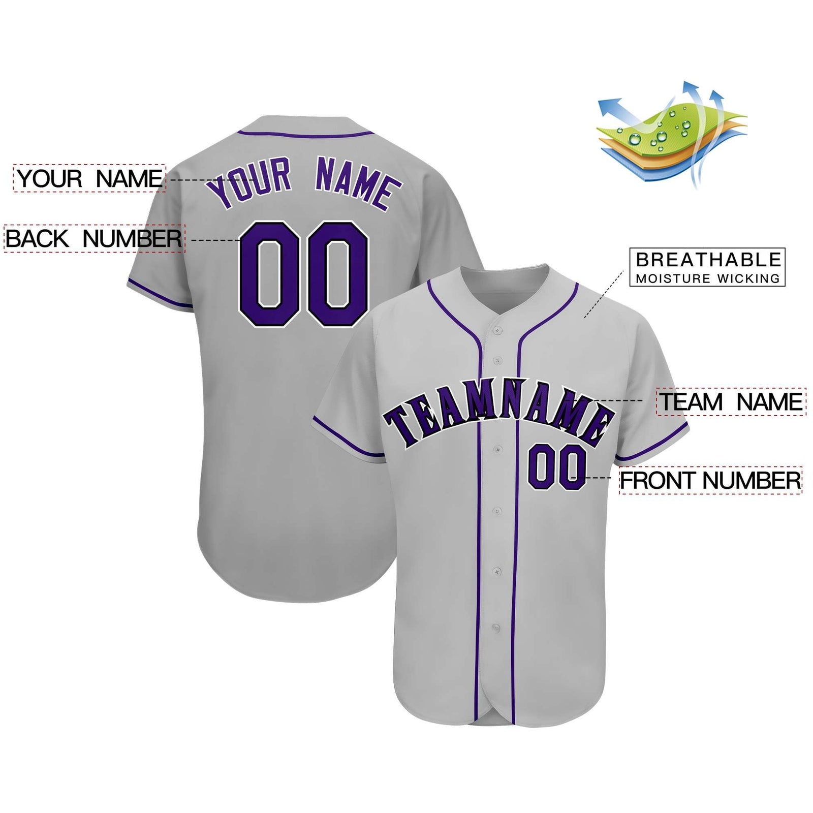 Custom Gray Team Classic Style Authentic Baseball Jersey