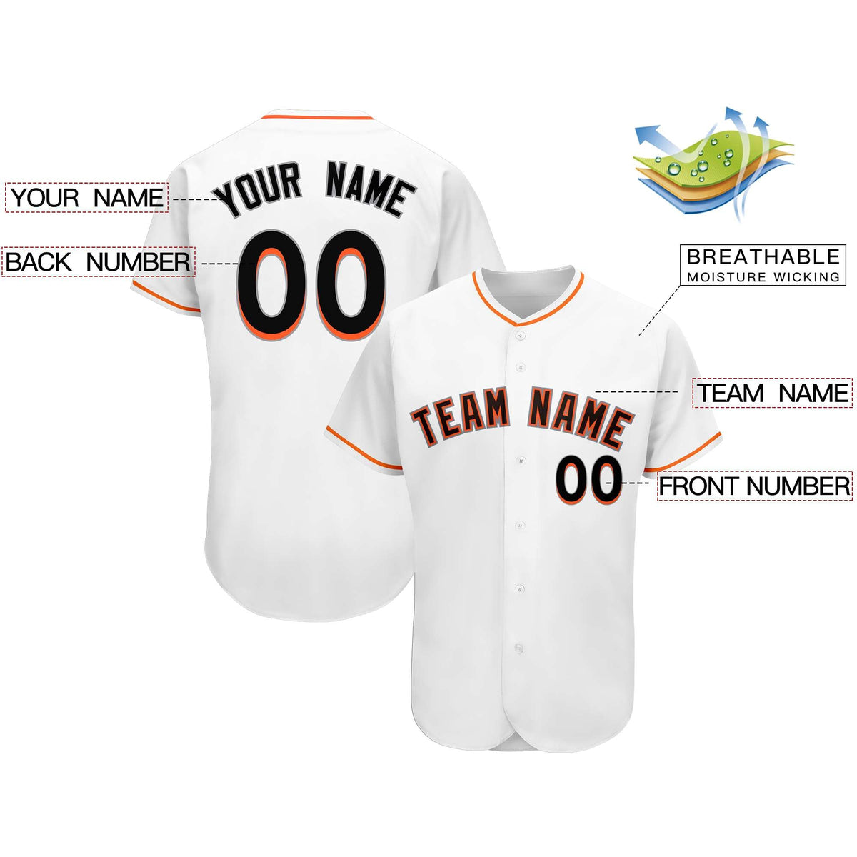 Custom White Team Classic Style Authentic Baseball Jersey