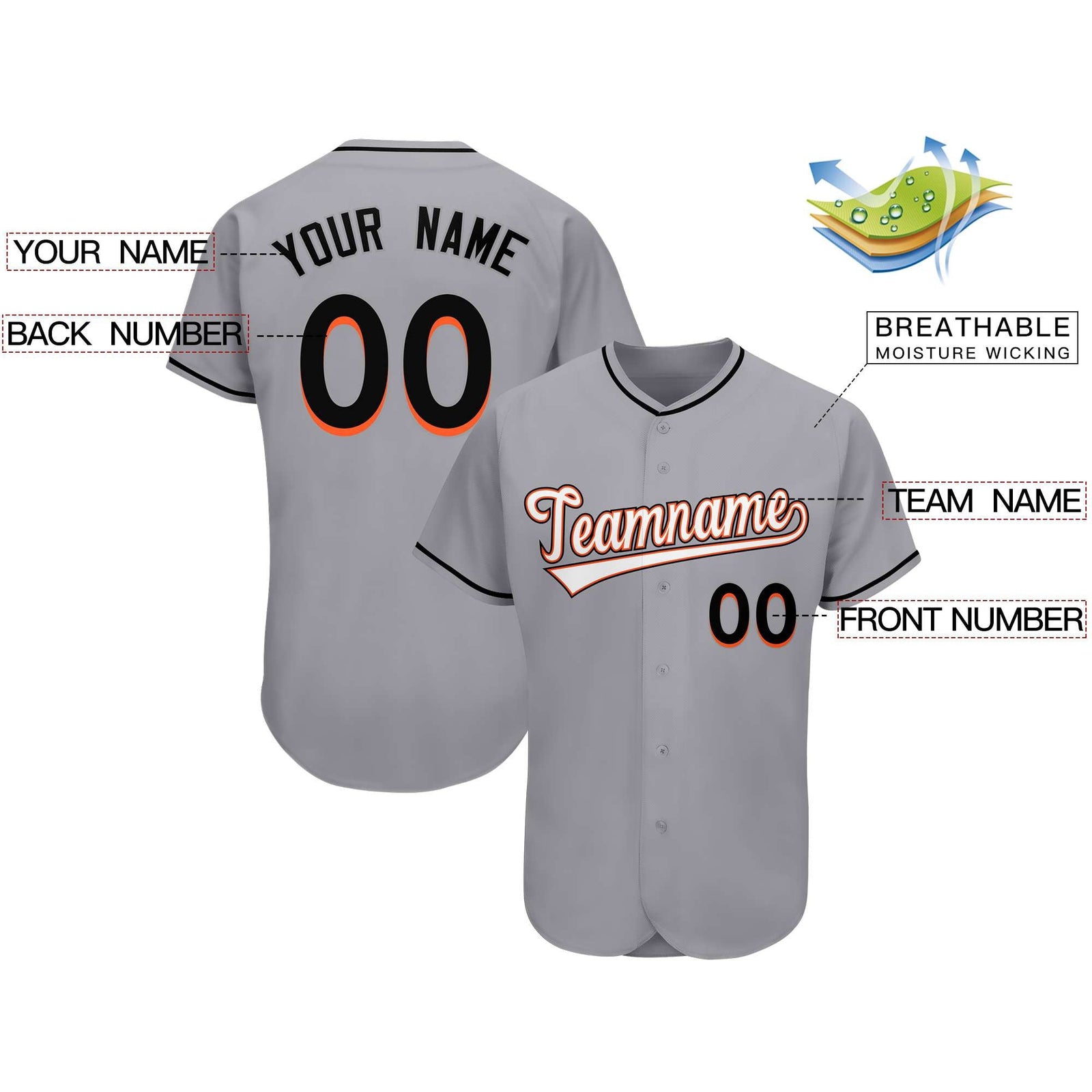 Custom Gray Team Classic Style Authentic Baseball Jersey