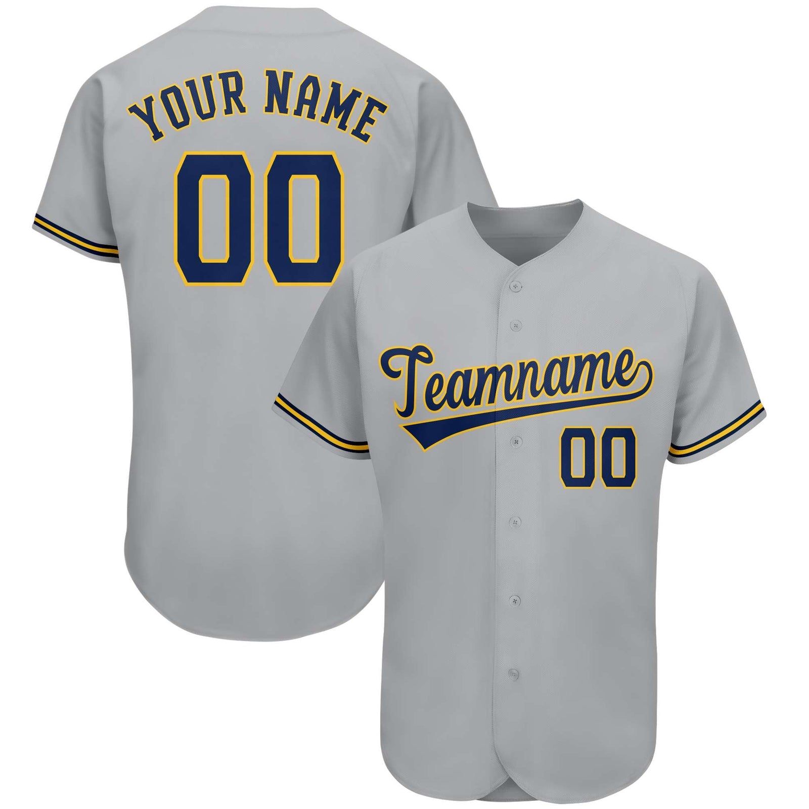 Custom Gray Team Classic Style Authentic Baseball Jersey