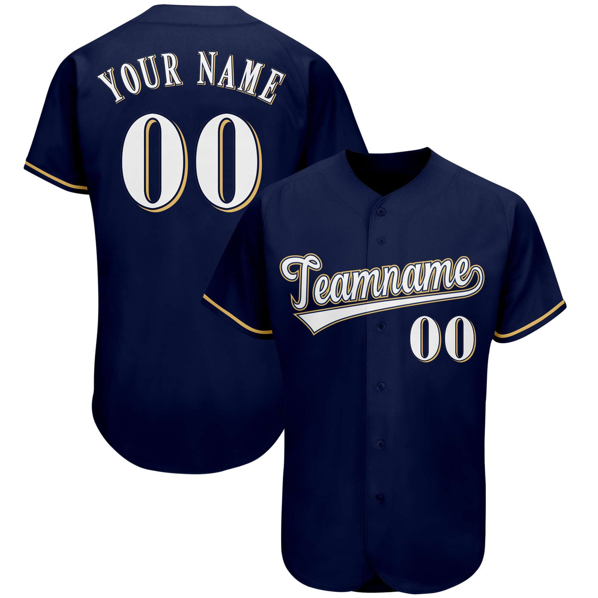Custom Navy Team Classic Style Authentic Baseball Jersey