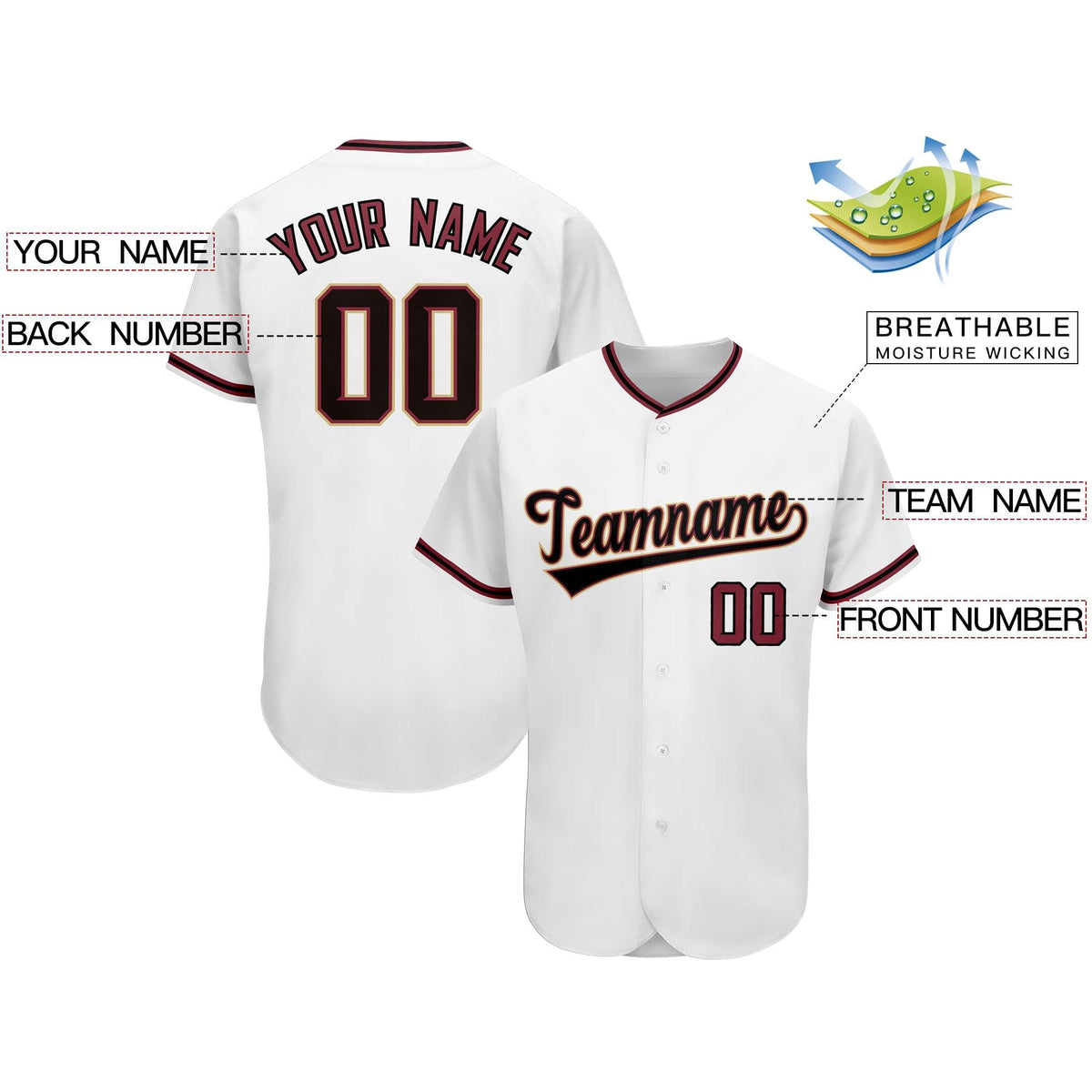 Custom White Team Classic Style Authentic Baseball Jersey