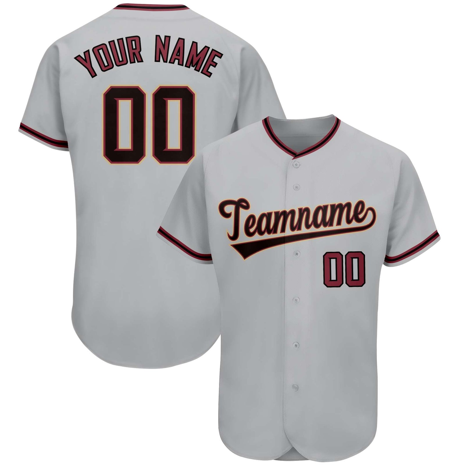 Custom Gray Team Classic Style Authentic Baseball Jersey