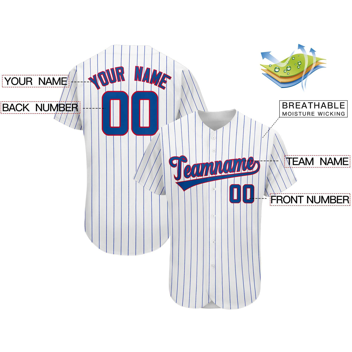 Custom Royal Team Classic Style Authentic Baseball Jersey