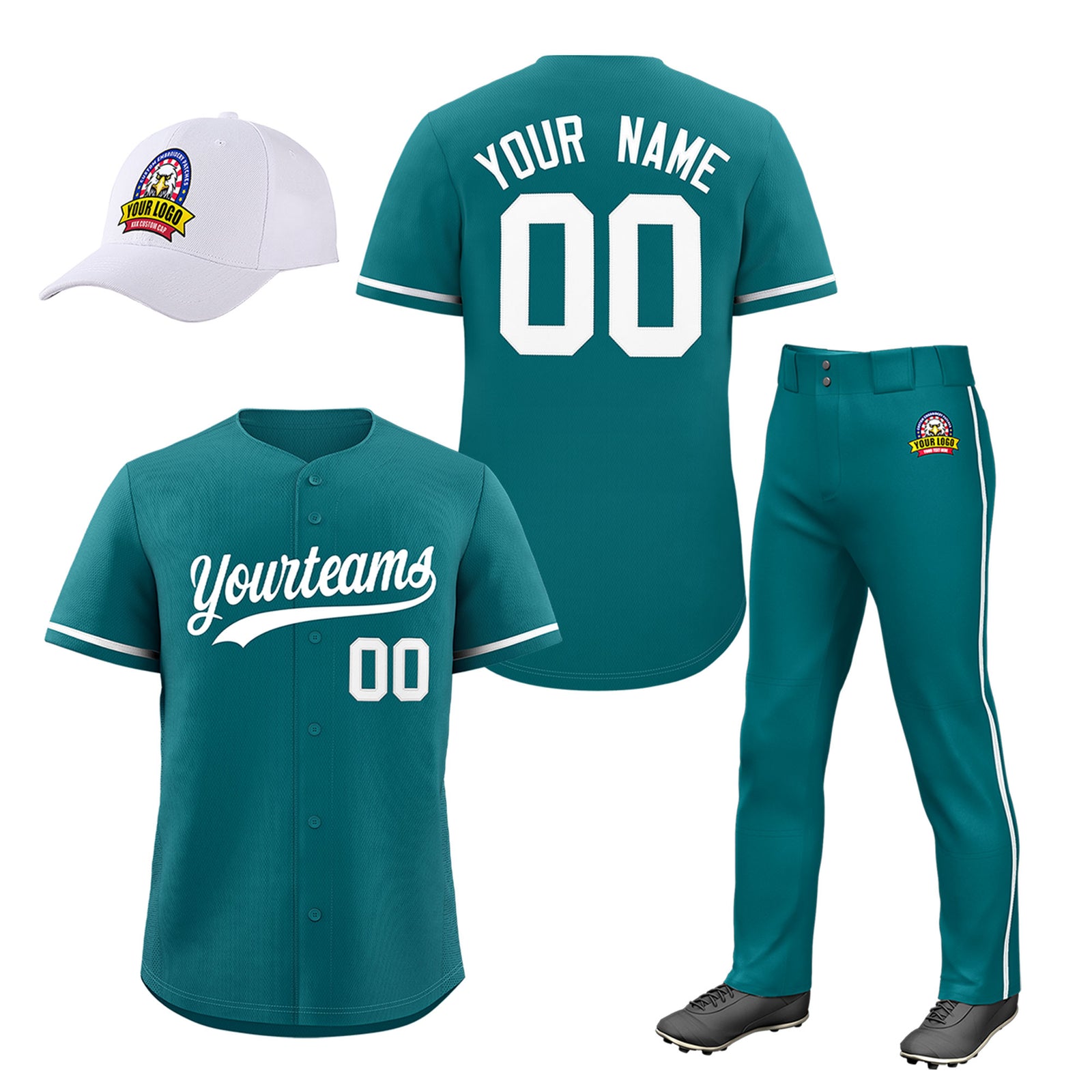 Custom Teal Navy Classic Style  Baseball Uniform Jersey/Pants/Hat Package For Team |KXKSHOP
