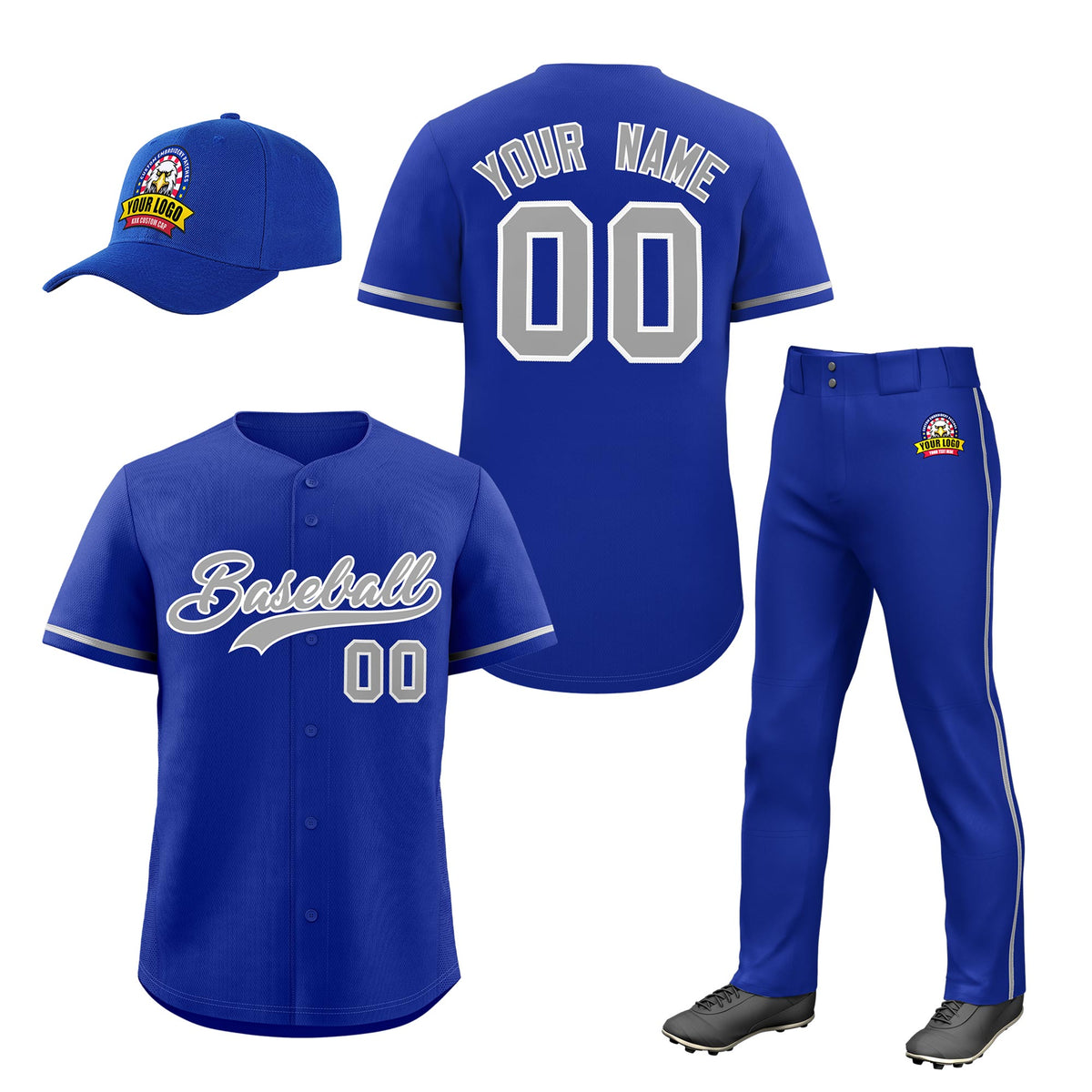 Custom Royal Blue Gray Classic Style  Baseball Uniform Jersey/Pants/Hat Package For Team |KXKSHOP