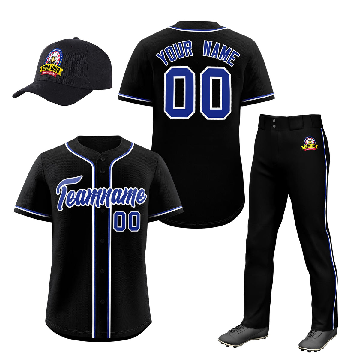 Custom Black Royal Blue Classic Style  Baseball Uniform Jersey/Pants/Hat Package For Team |KXKSHOP