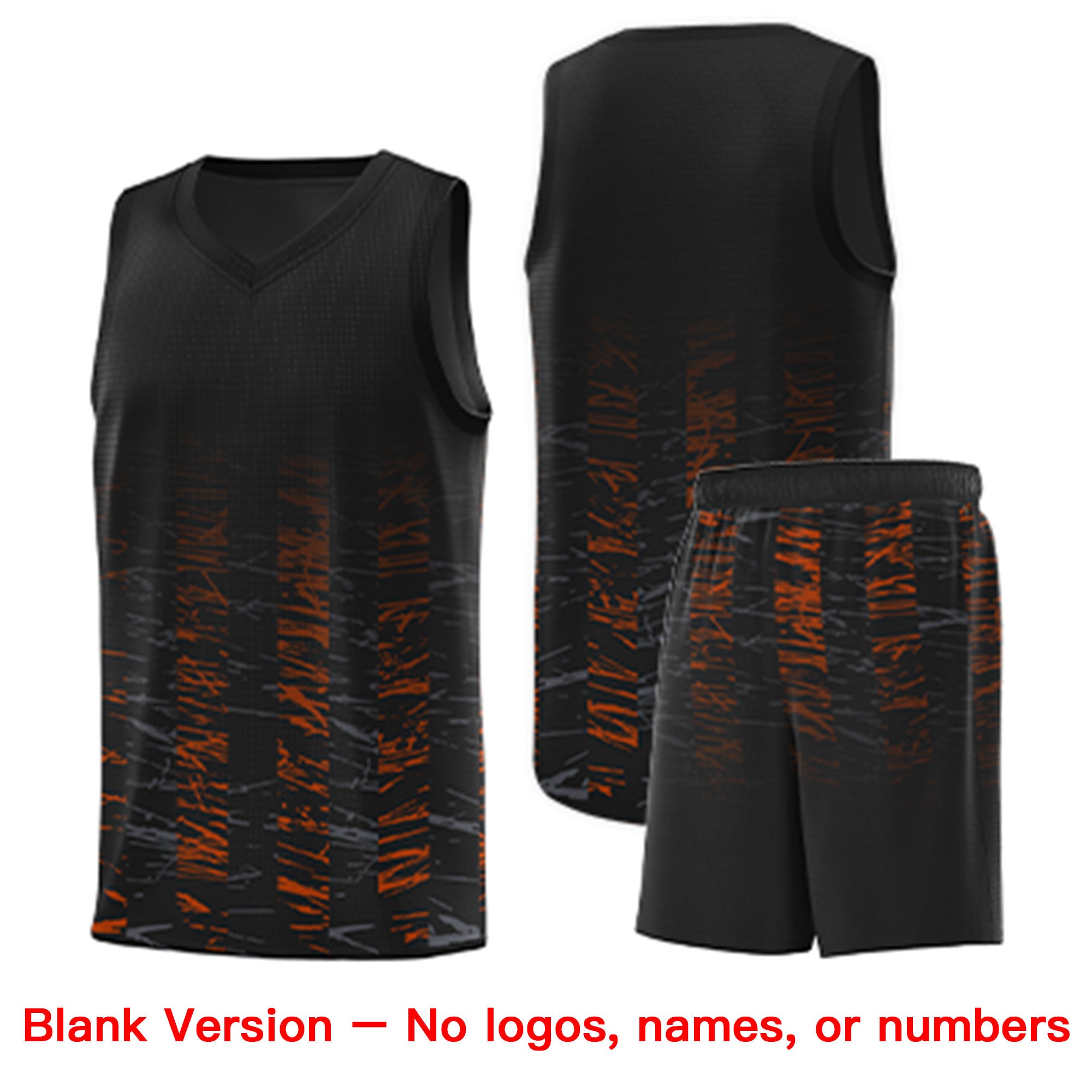 Custom Black Orange Personalized Scratches Pattern Sports Uniform Basketball Jersey